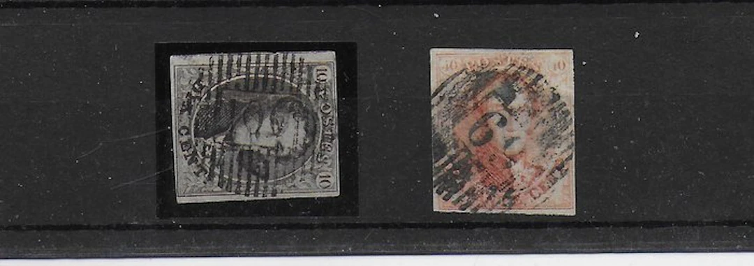 Belgium 1860 - Two classic stamps of the medallion type...