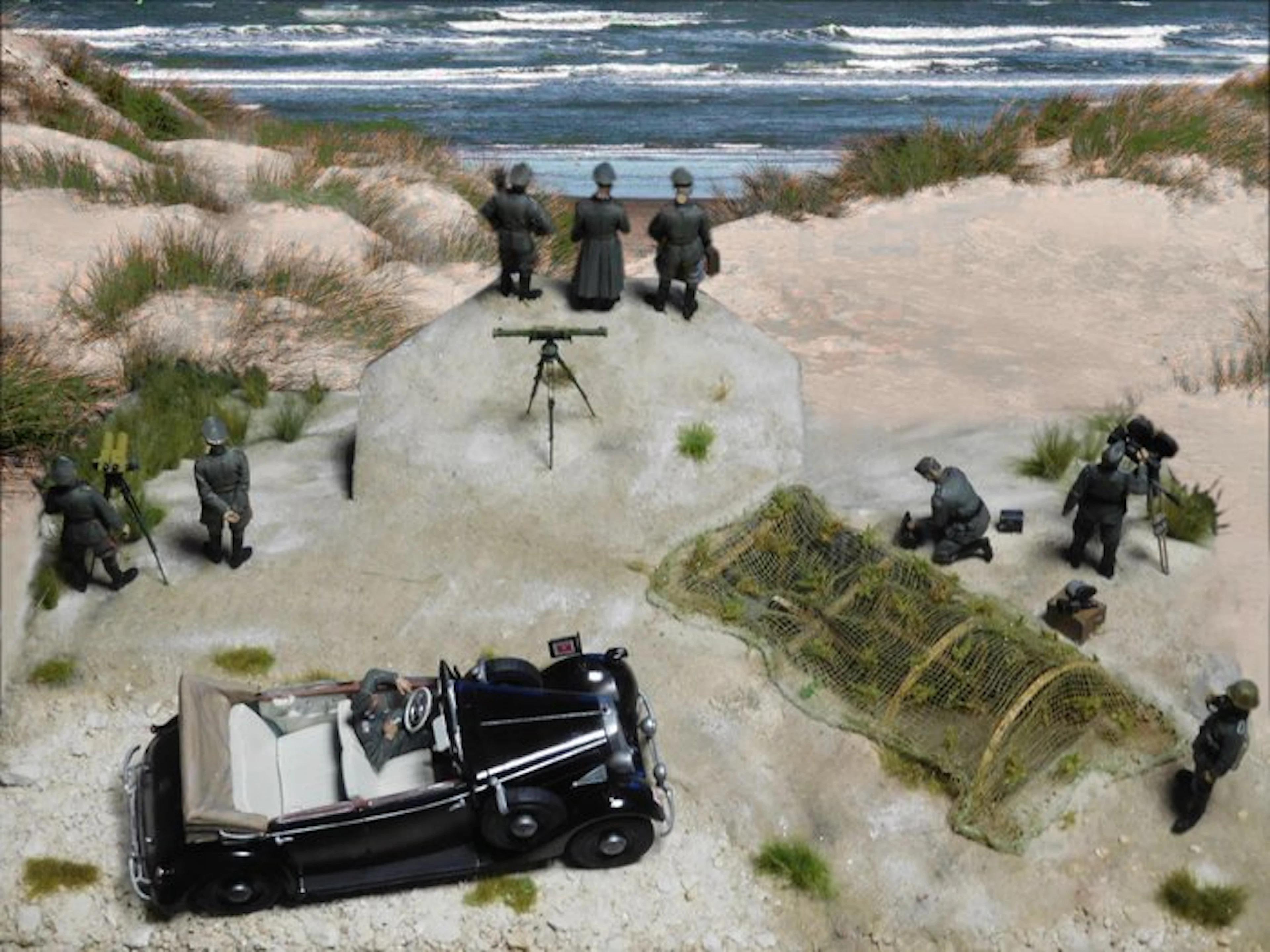 Maquette - Inspection of the Atlantic Wall by Rommel with a Mercedes 320 (ICM