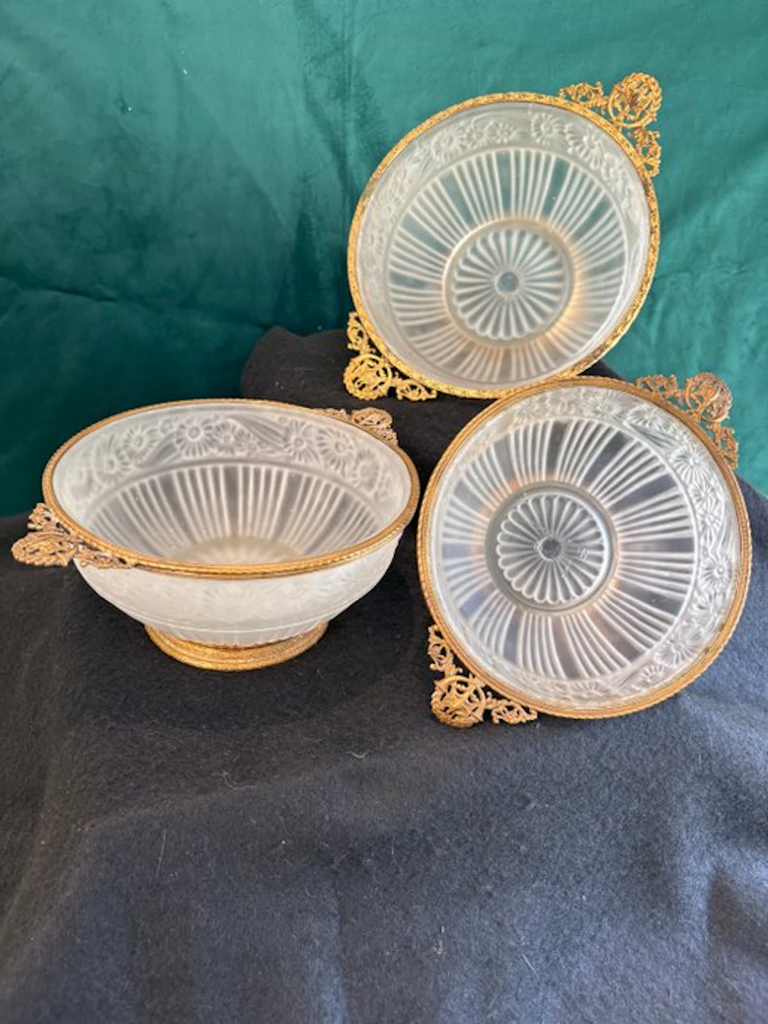Lorrain Nancy France - Bowl (3) - Set of 3 Gilt Bronze...