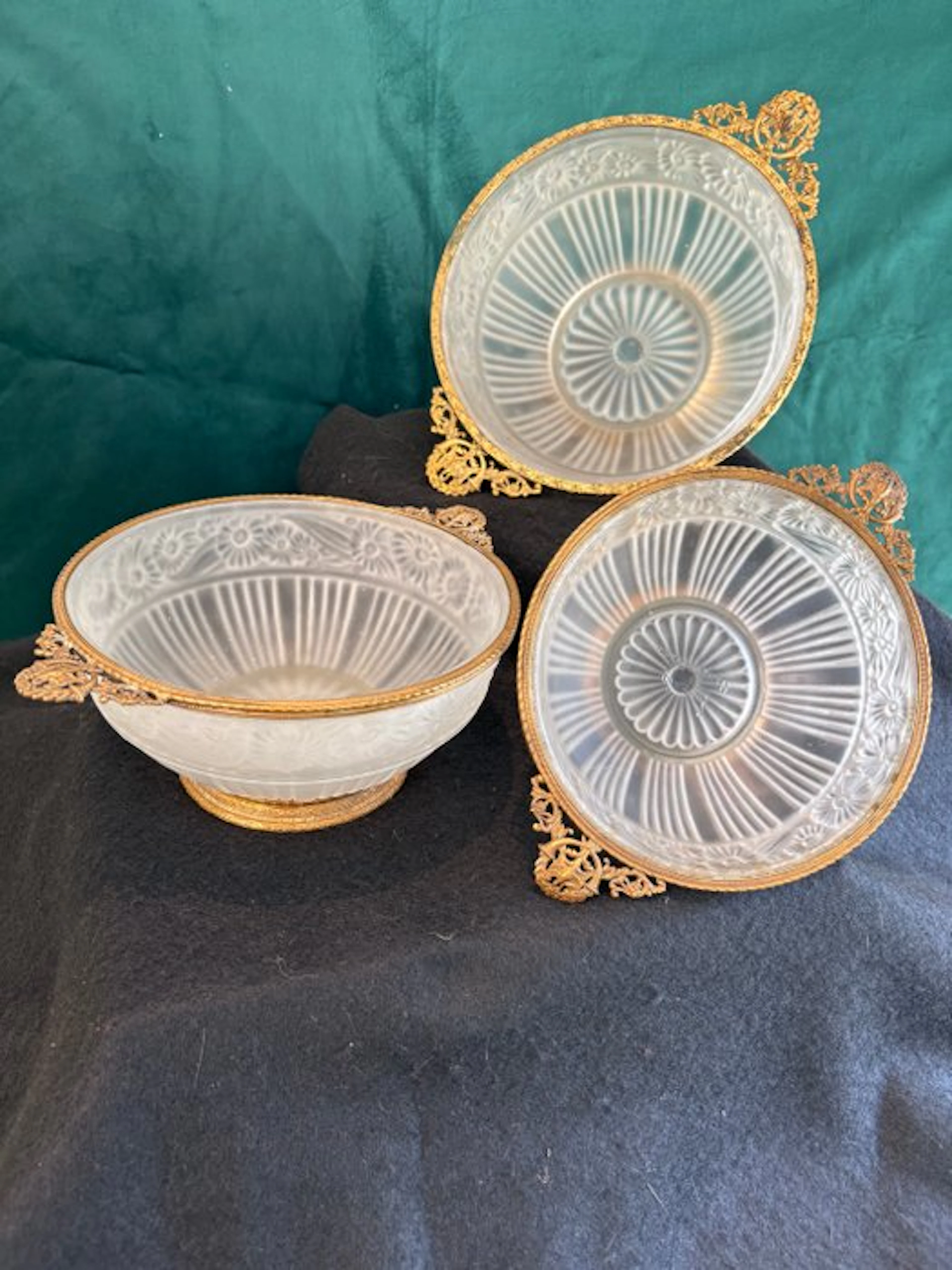 Lorrain Nancy France - Bowl (3) - Set of 3 Gilt Bronze...