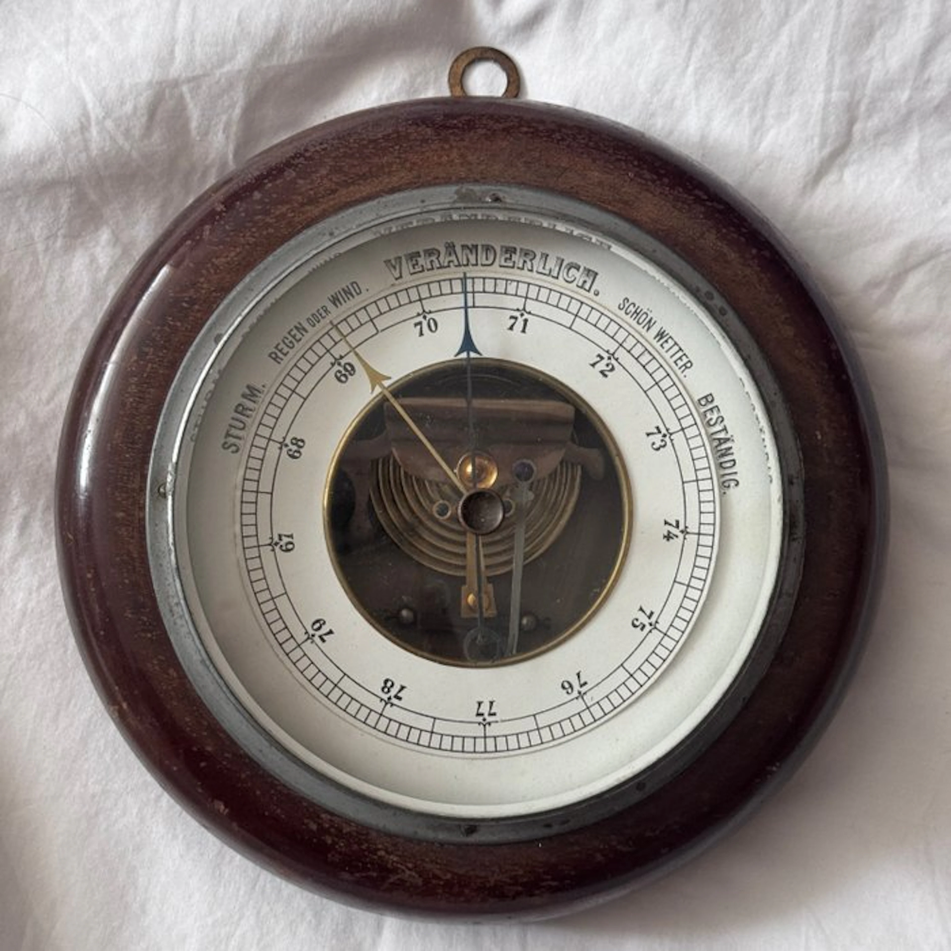 Aneroid barometer - Wood, Brass, Glass - Aneroid barometer