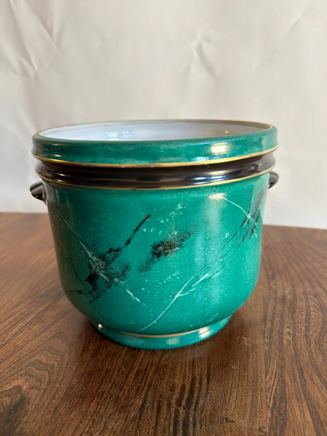 APILCO - Jardinière - “ French, Marble effect” - Porcelain, Gold plated