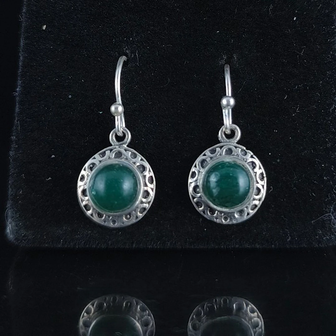 Silver - Earrings - Aventurine Sterling Silver