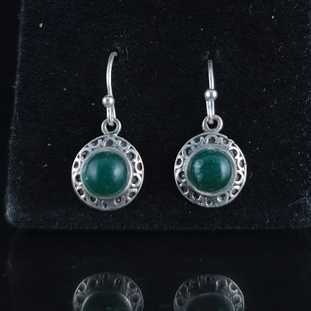 Silver - Earrings - Aventurine Sterling Silver