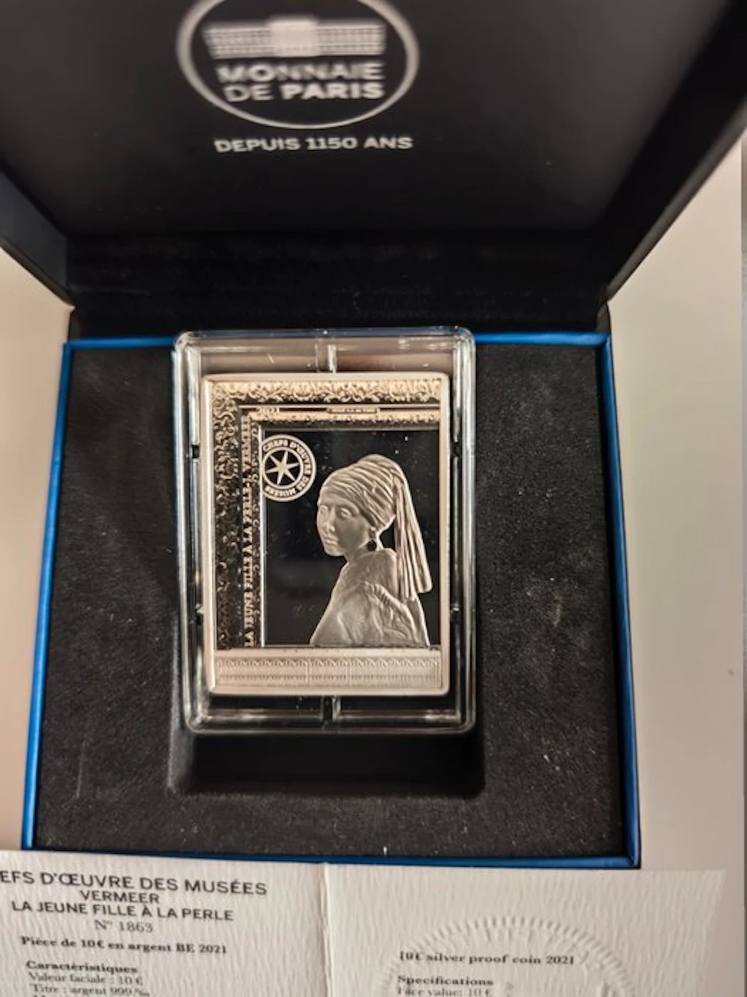 France. 10 Euro 2021 "La Jeune Fille A la Perle" Proof (No reserve price)