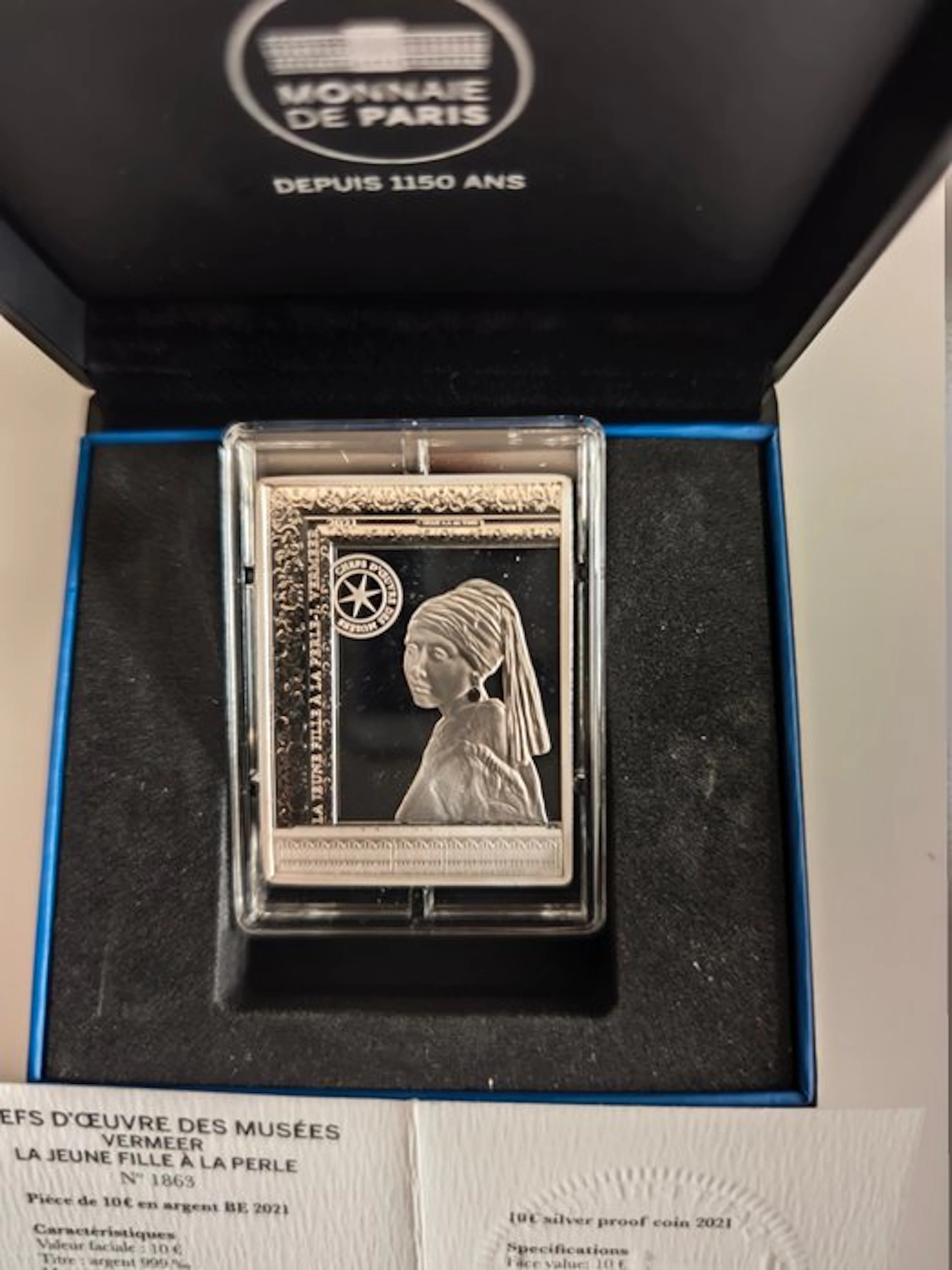 France. 10 Euro 2021 "La Jeune Fille A la Perle" Proof (No reserve price)