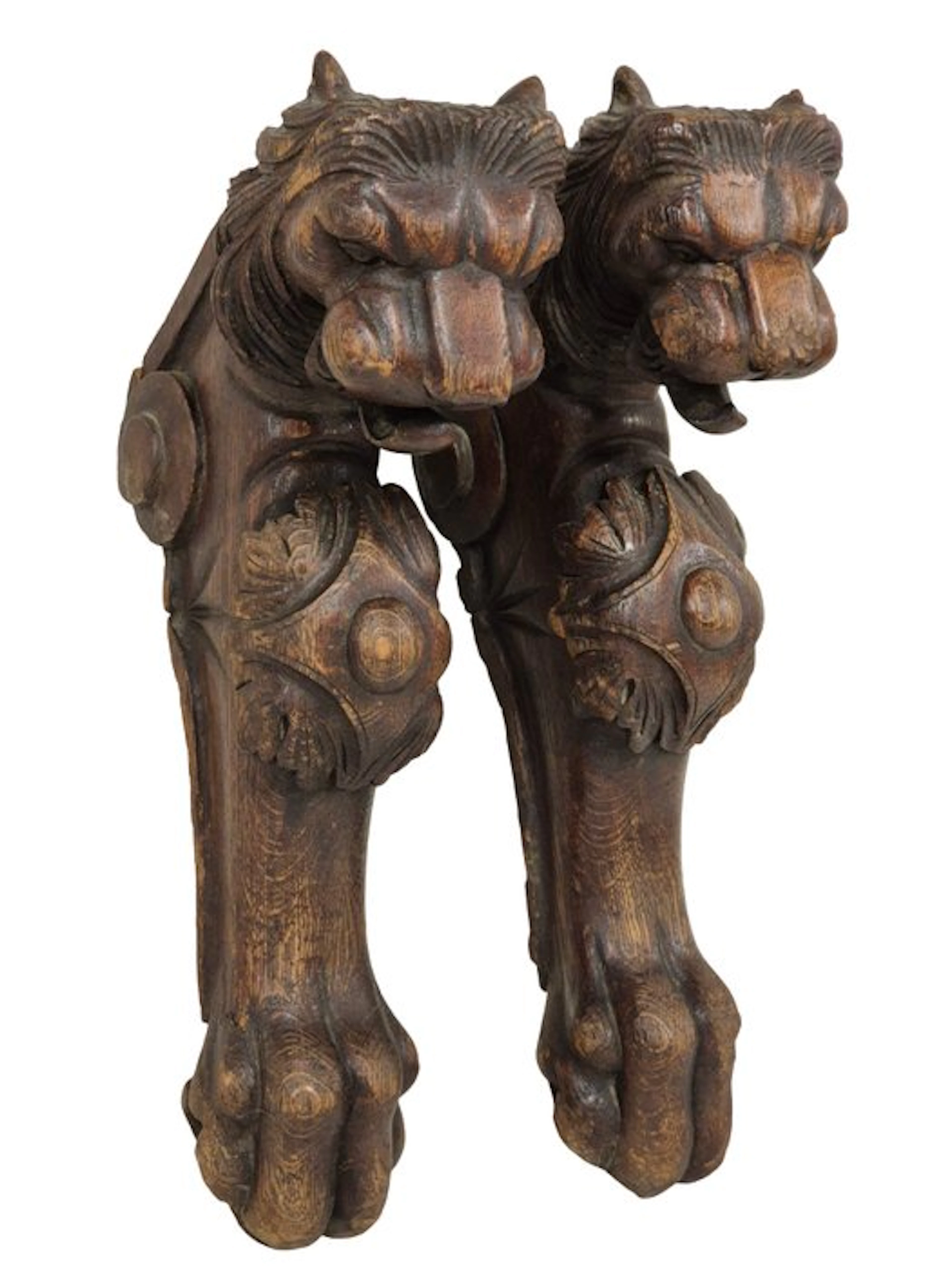 Pair of sacristy caryatids - 40 cm tall (2) - Antique - Wood - 1920-1930