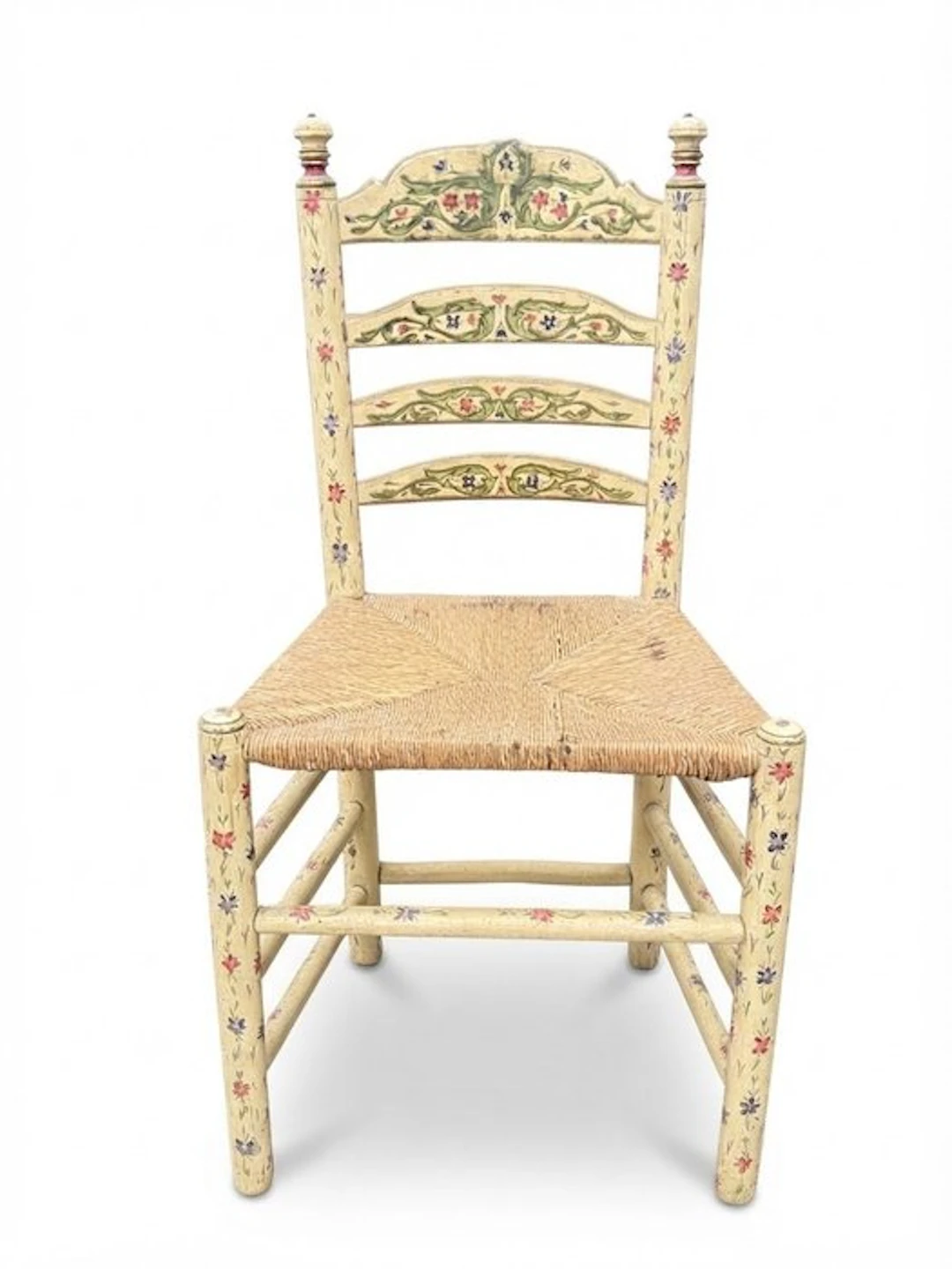 Chair - Hand-Painted - Wood, Rattan