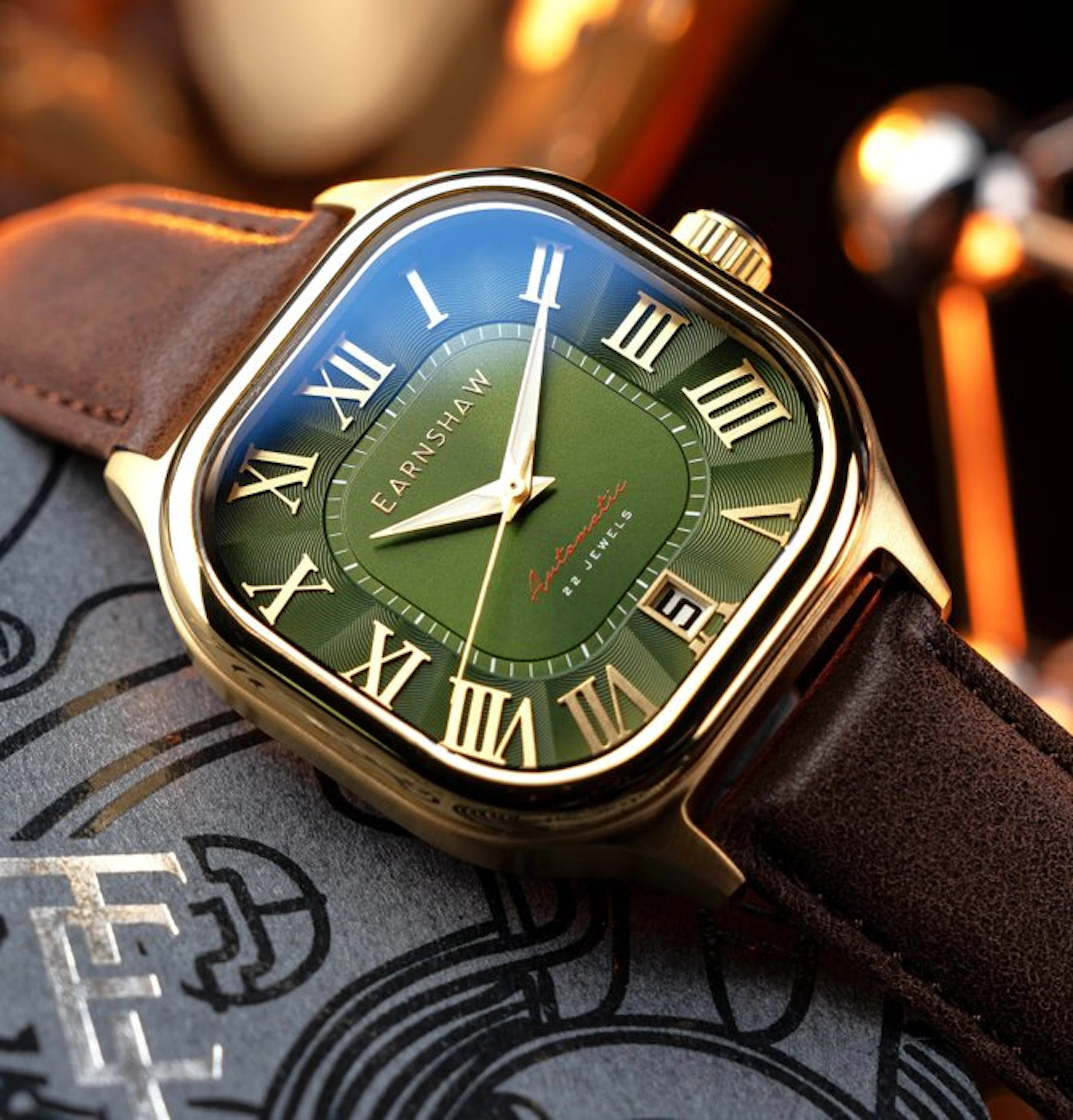 Thomas Earnshaw - Automatic - Gold - Square - Elite - NEW...