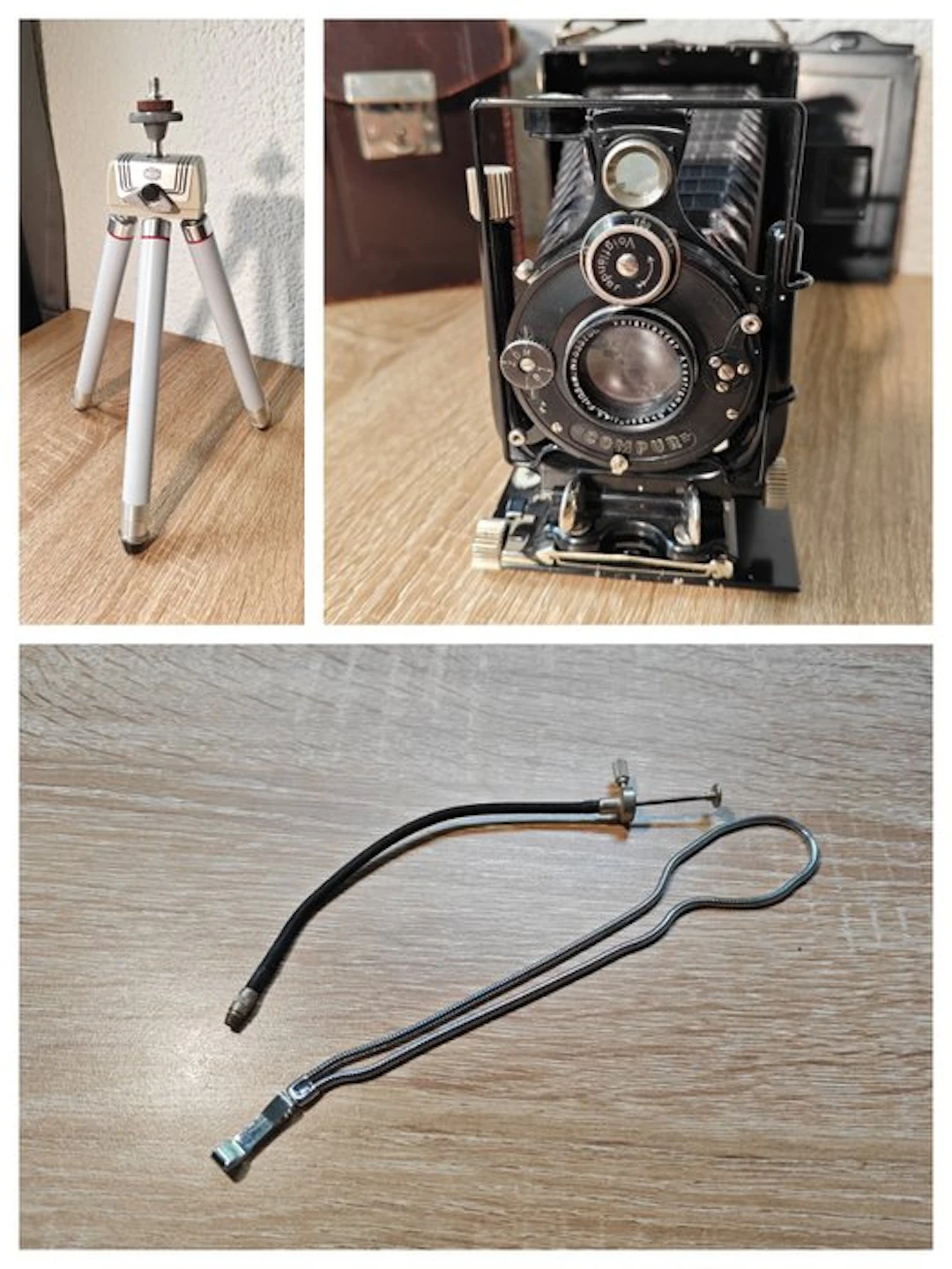 Voigtländer Avus mit 4,5/105mm - Compur Shutter - 9x12 + Bilora Tripod + acc