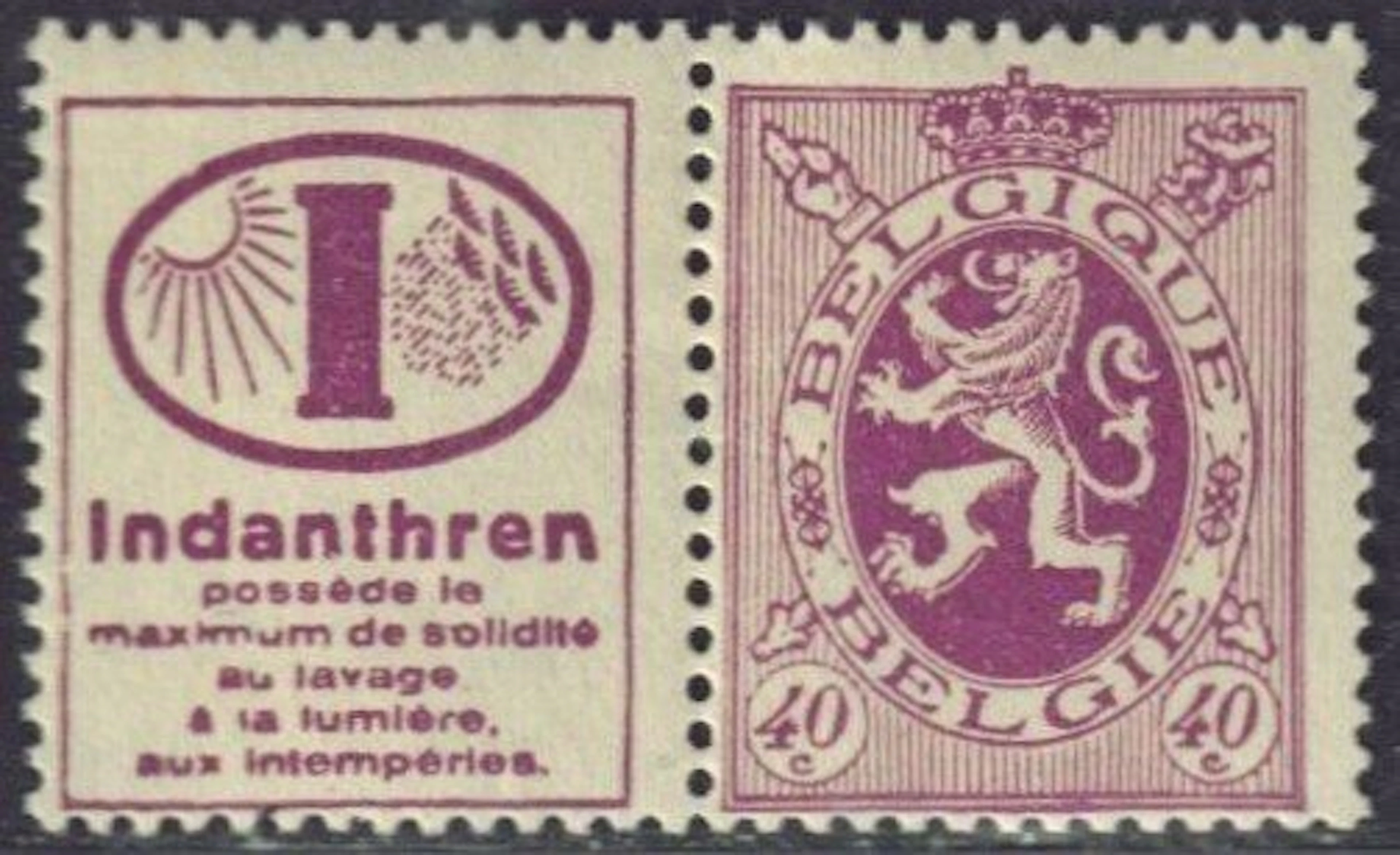 Belgium 1929/1932 - 40ct " Indanthren " - OBP: PU 26