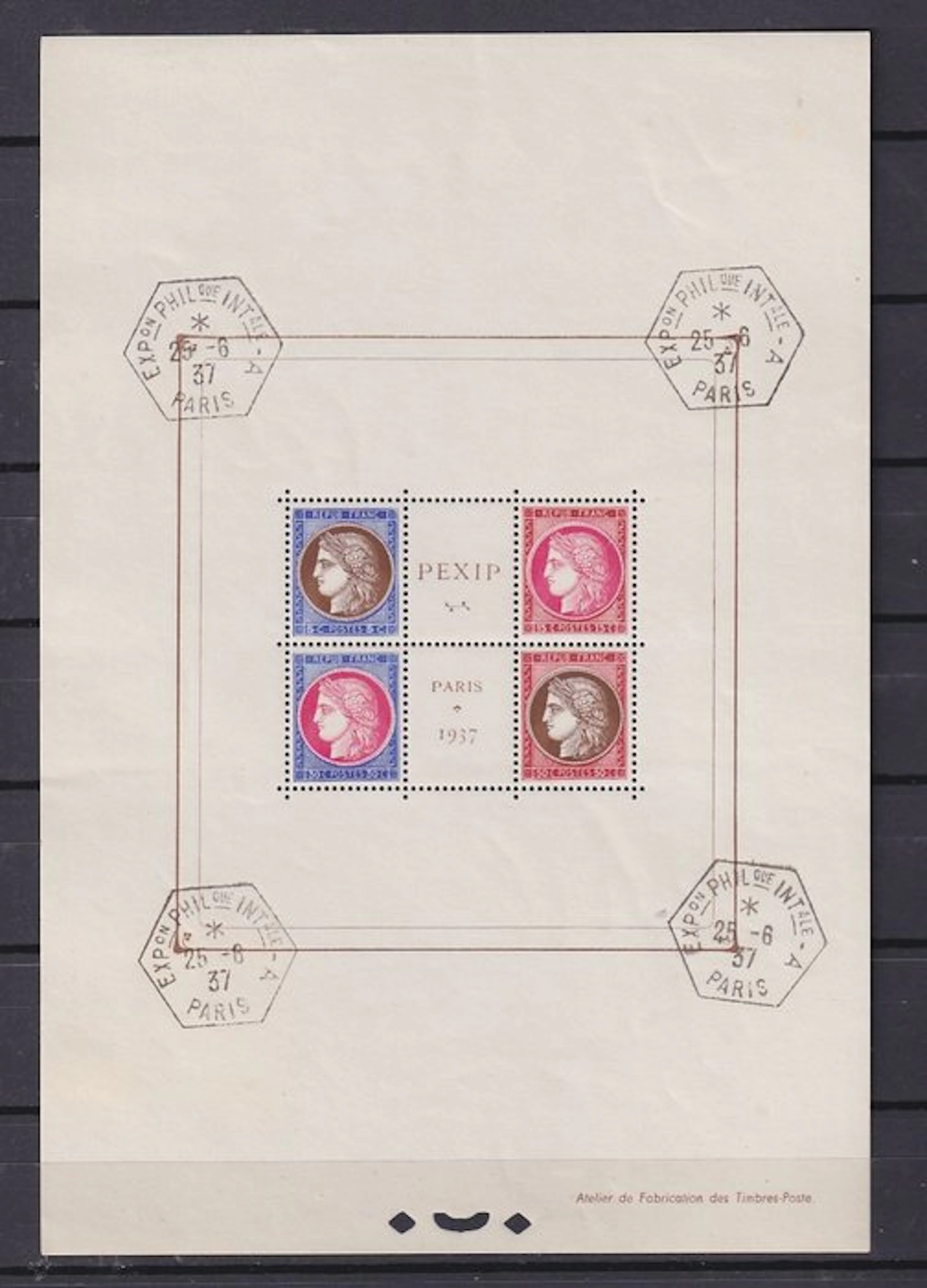 France 1937 - superbe bloc Pexip - Yvert bloc n°3