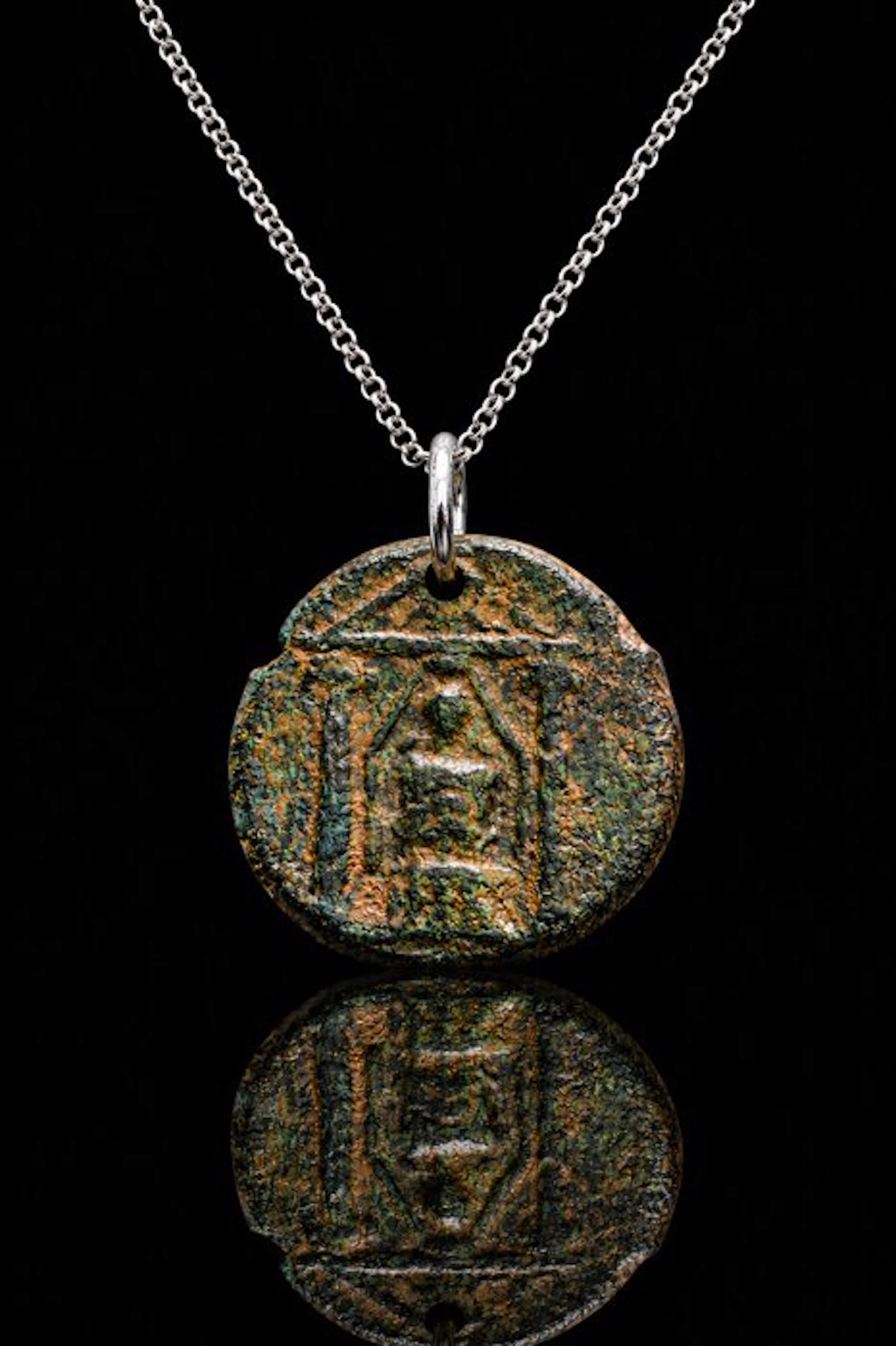 Ancient Greek “The Talisman of Artemis” — Bronze Coin Amulet with Sacred Temple