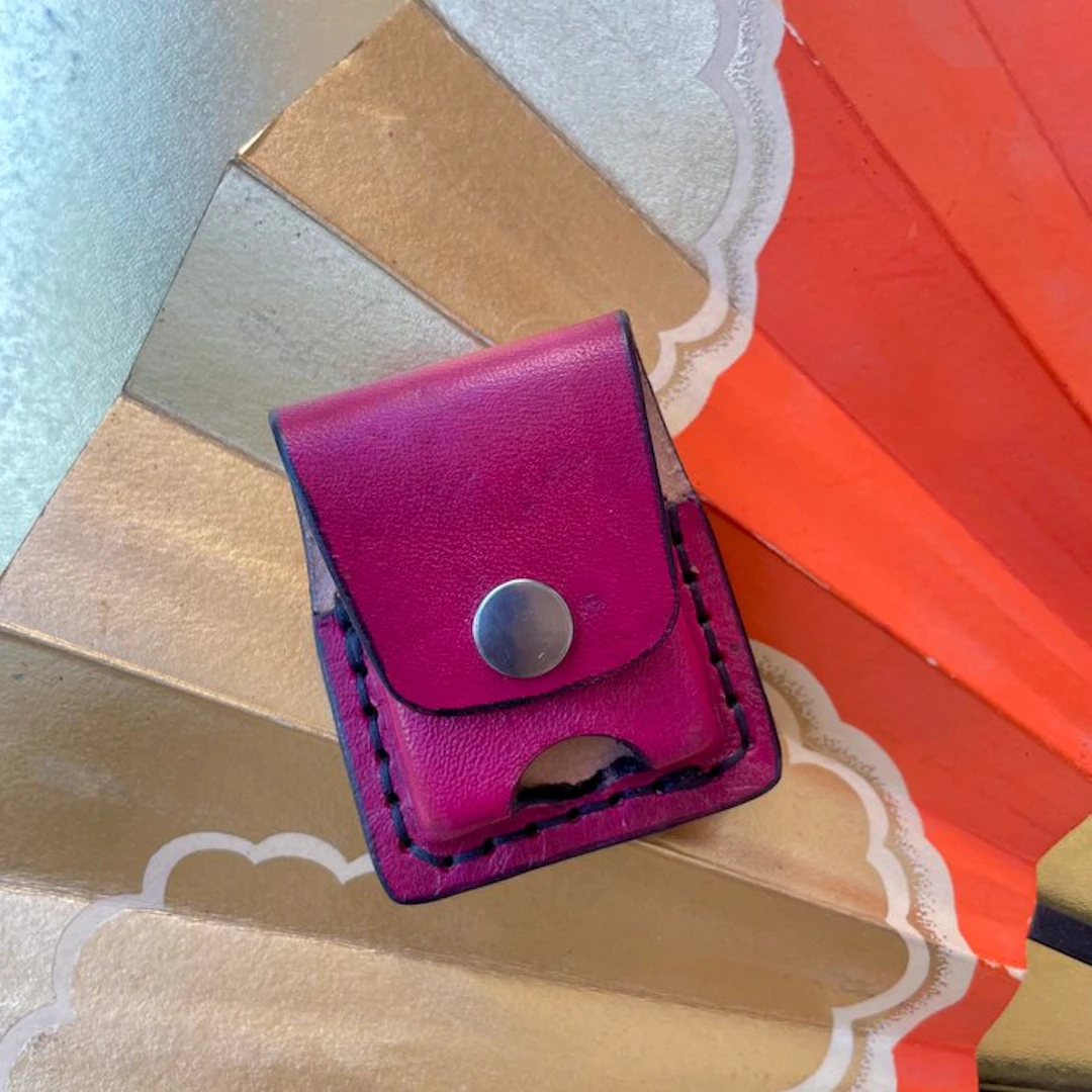 Zippo - Handmade Genuine leather wine red case for Zippo...