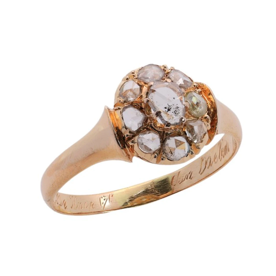 Ring - 18 kt. Yellow gold - Diamond - Antique ca. 1880