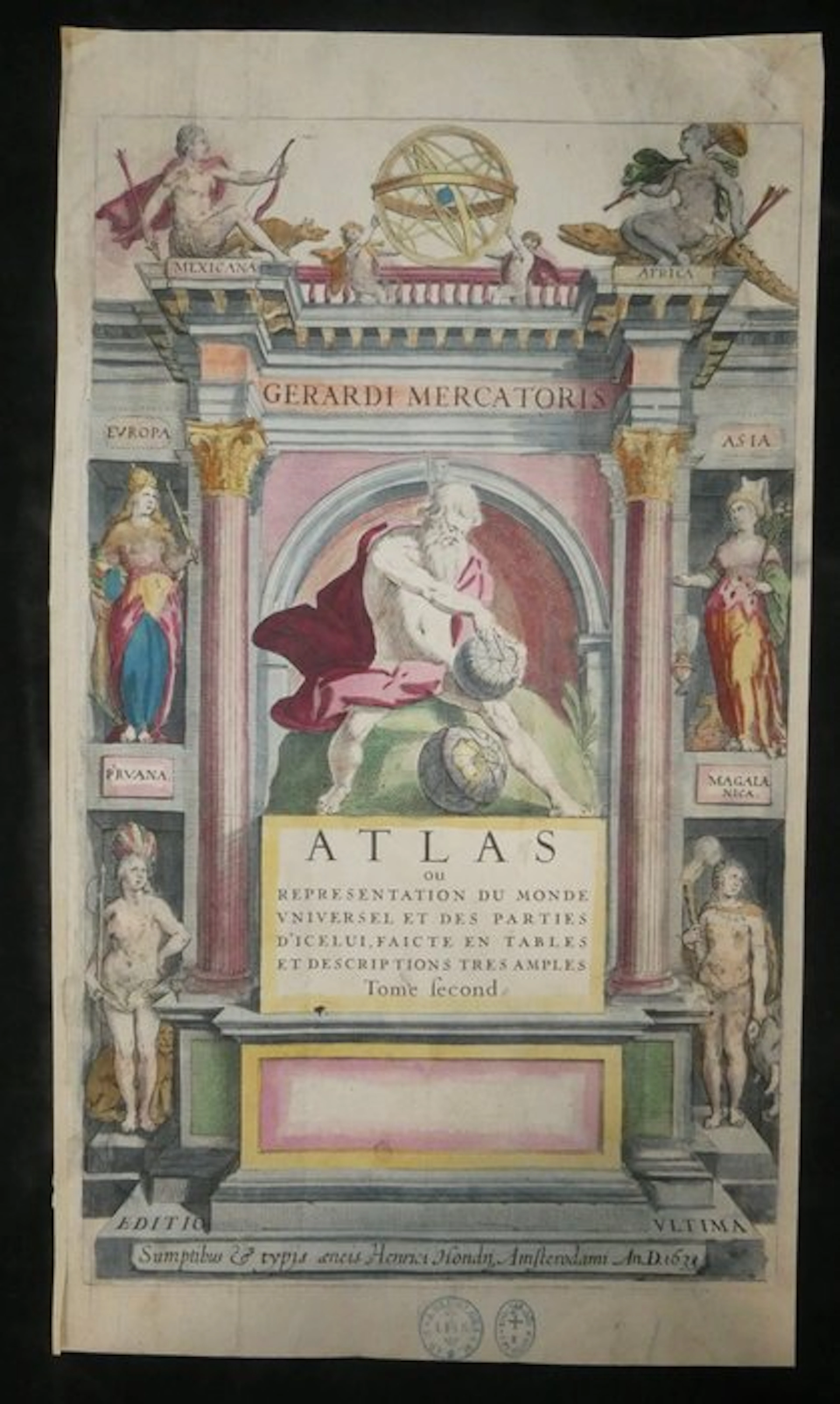 Gerard Mercator - Frontispice de l'atlas Mercator Hondius...