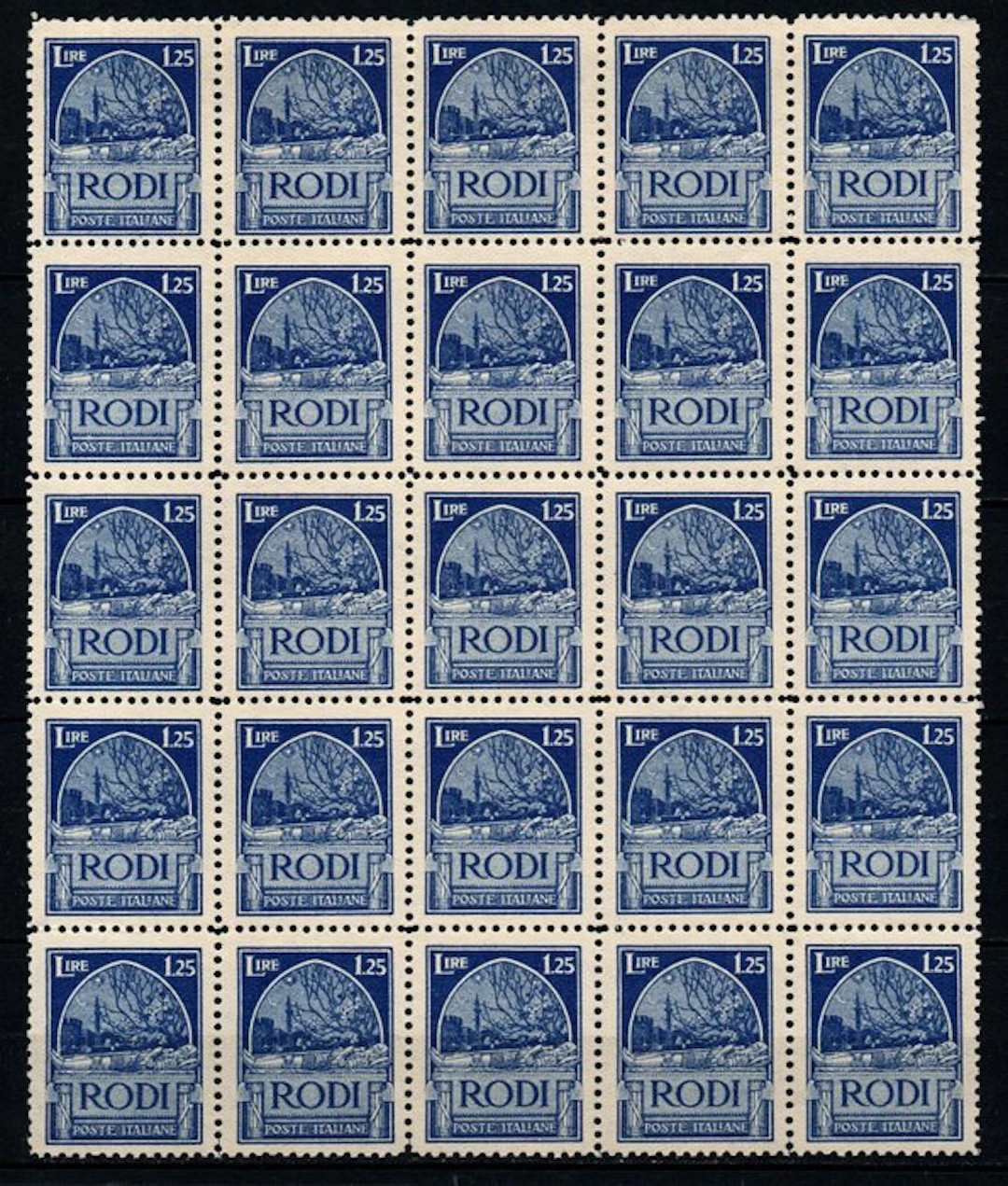 Italian Aegean Islands - Rodi 1929 - Block of 25 stamps...