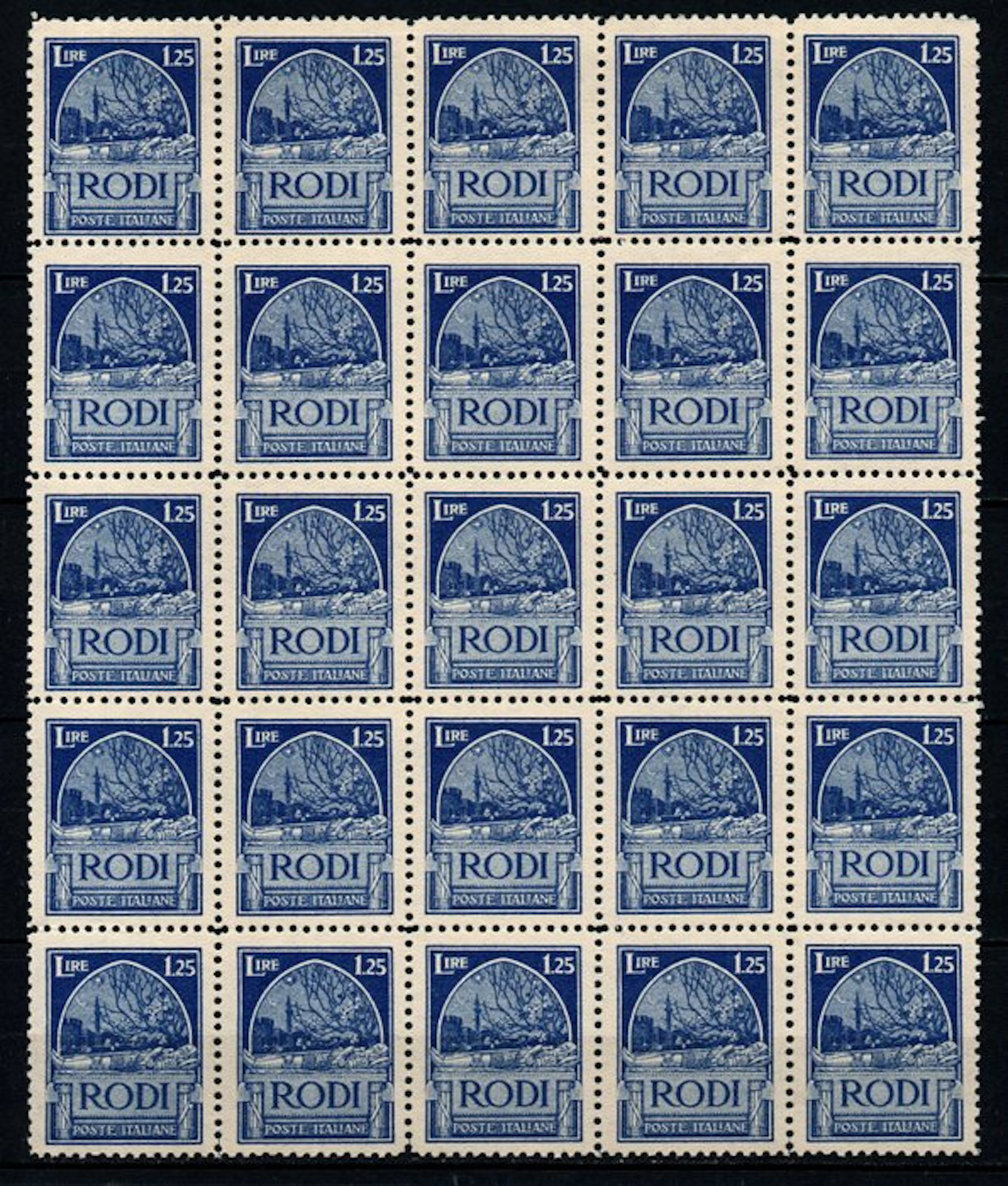 Italian Aegean Islands - Rodi 1929 - Block of 25 stamps...