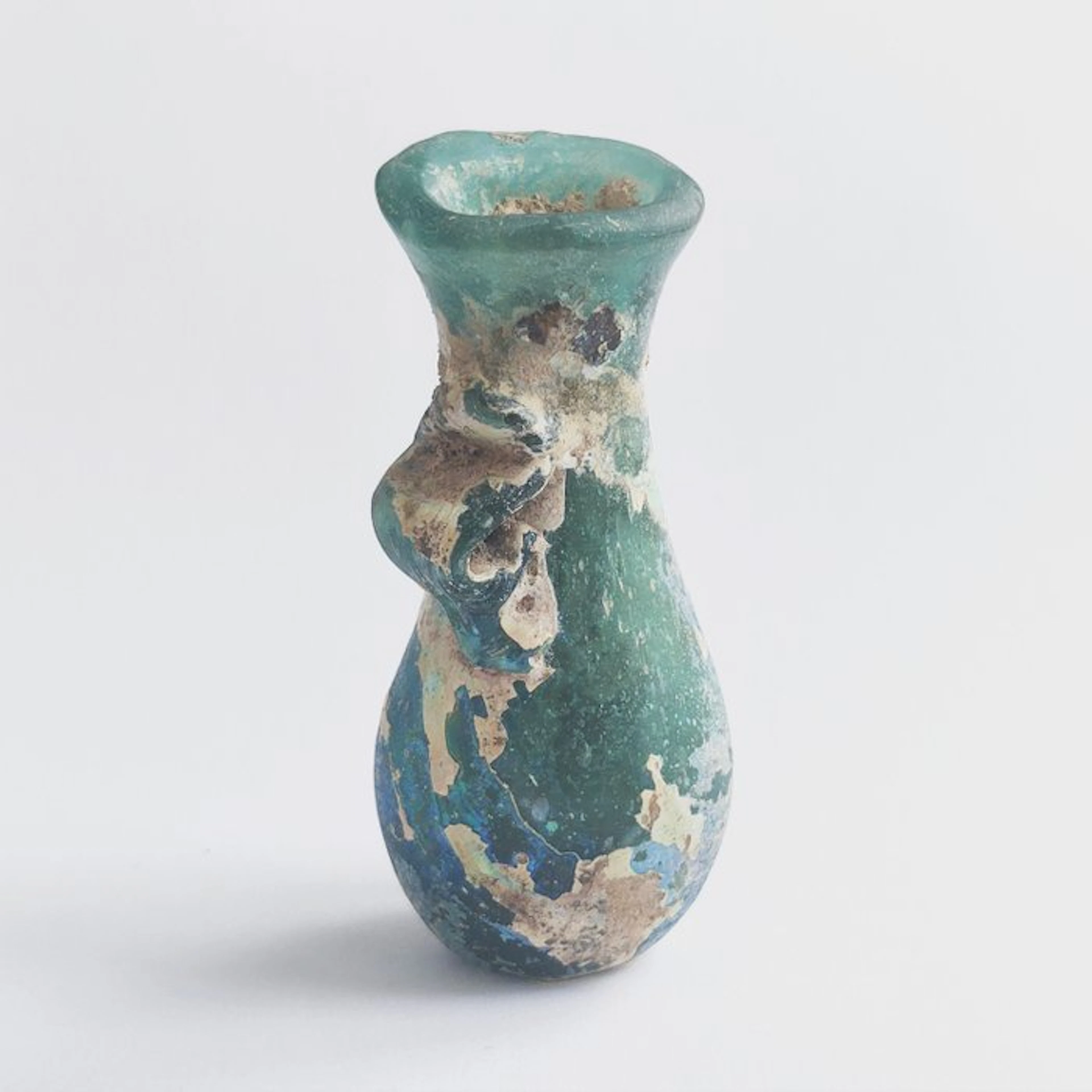 Minor Asian Roman Blue Glass XL Perfum Ointment Flask - 75 mm (No