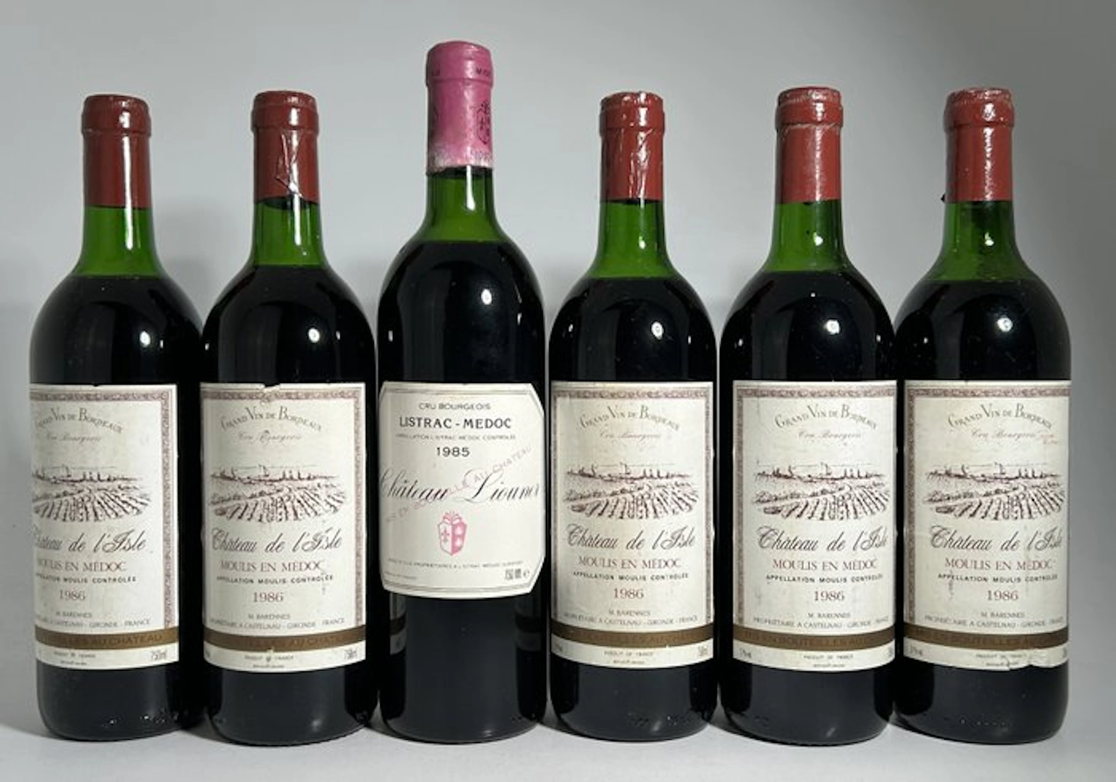 1986 x 5 Château de l'Isle & 1985 Château Liouner - Bordeaux - 6 Bottles
