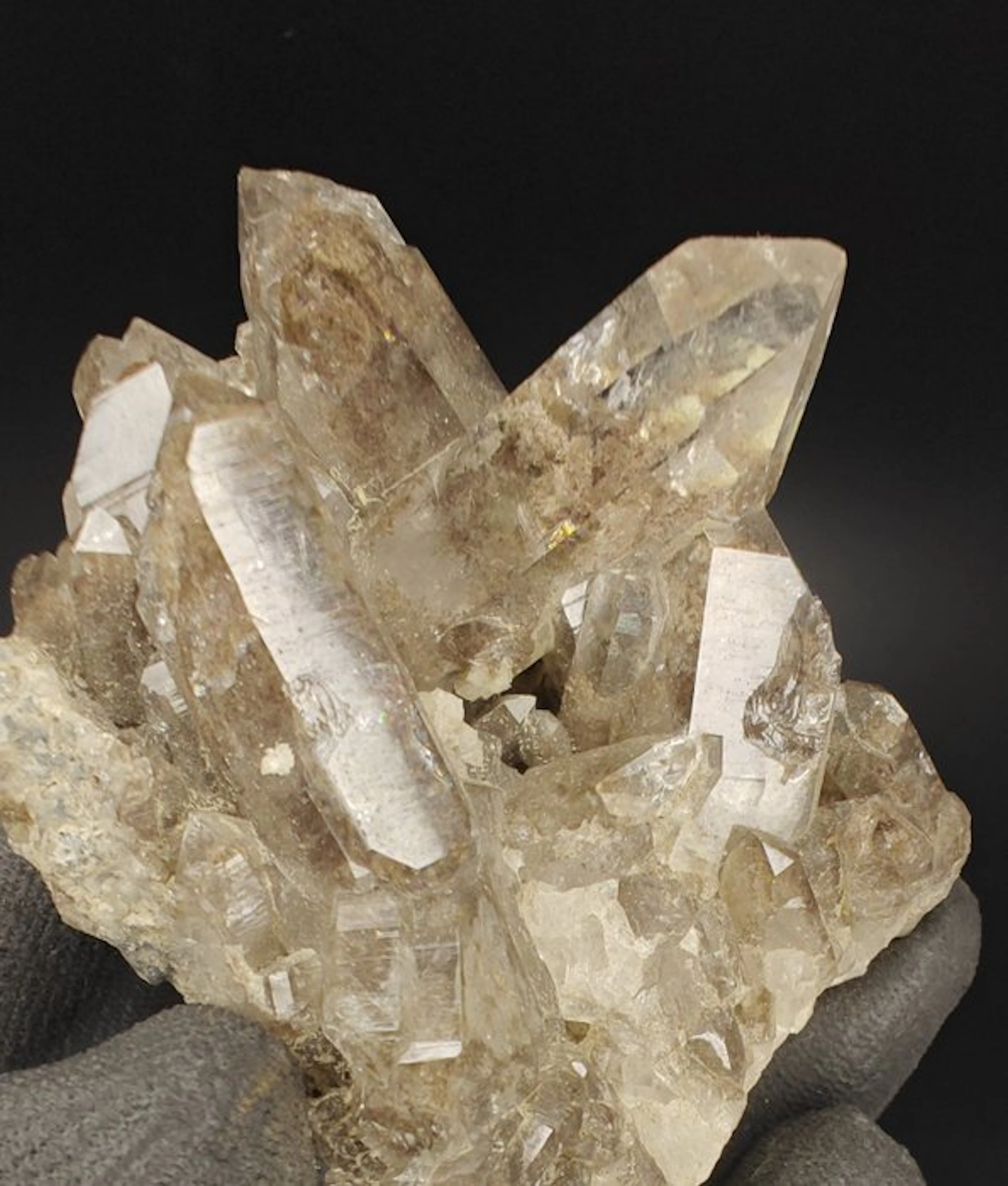 Smoky quartz Crystals on matrix - Height: 7 cm - Width: 5 cm- 142 g