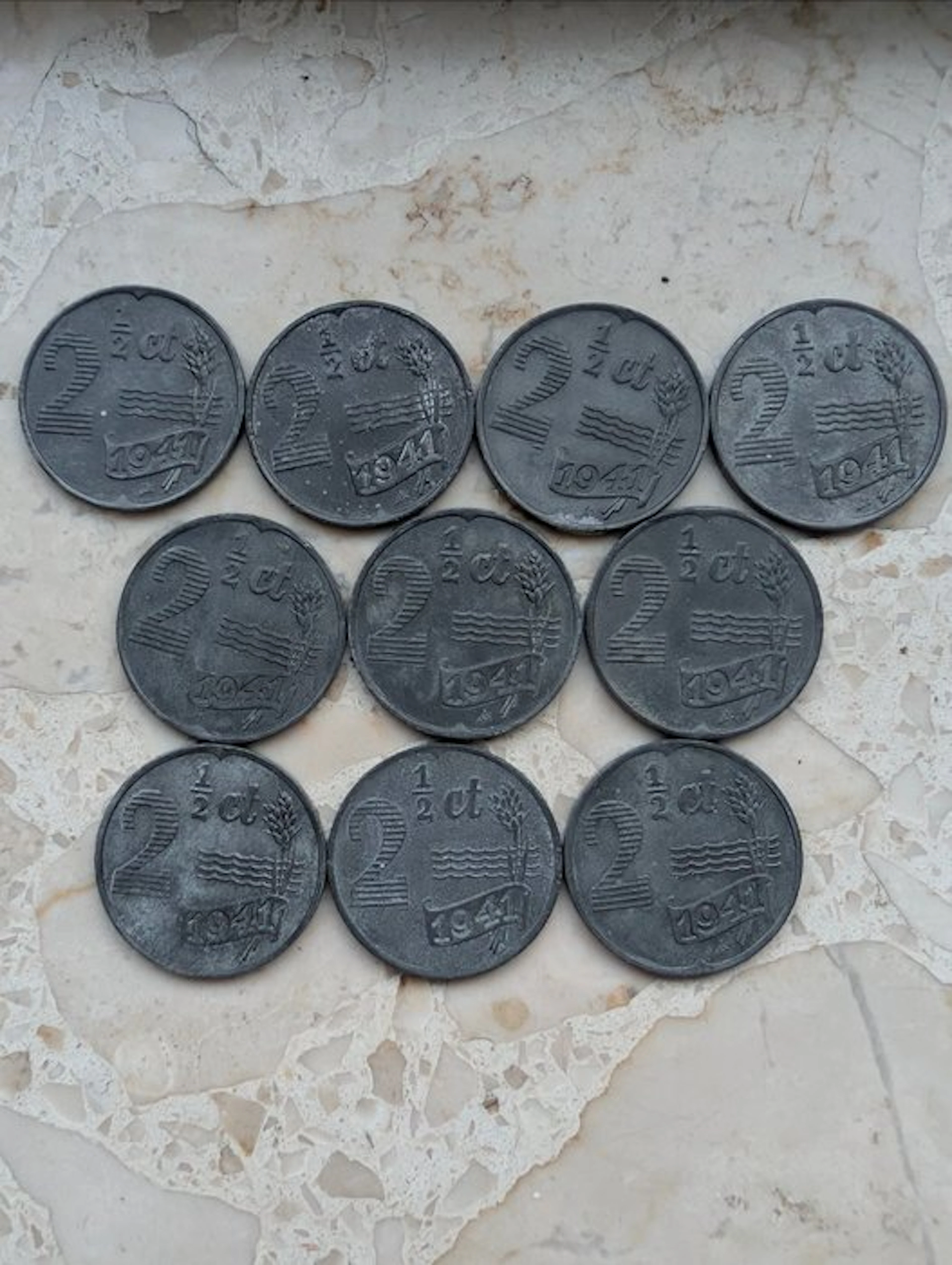 Netherlands. 2 1/2 Cents Lot 10 stuks (No reserve price)