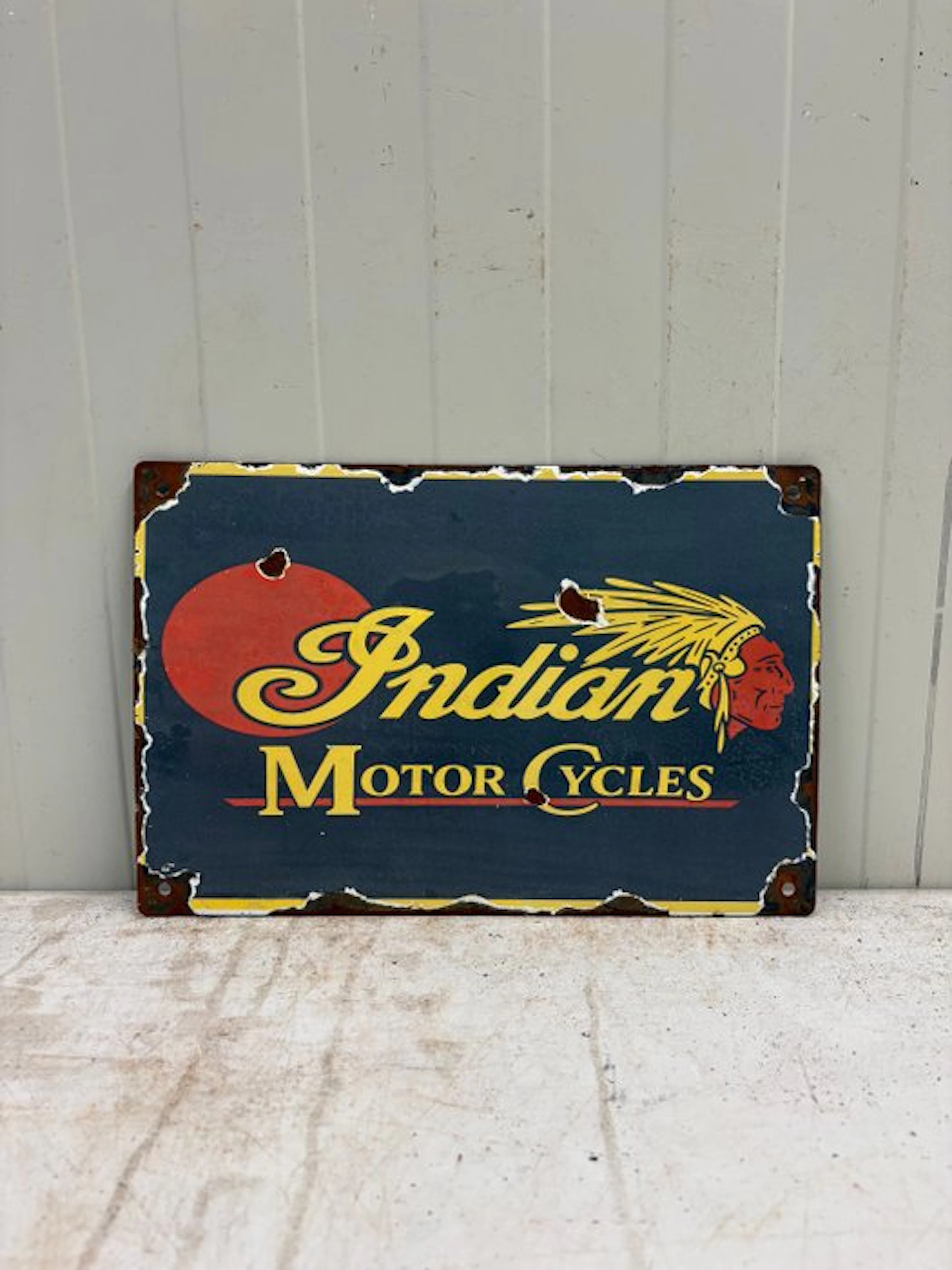 Indian Motorcycles – Klassiek Emaille Motorreclamebord - Enamel sign - Enamel