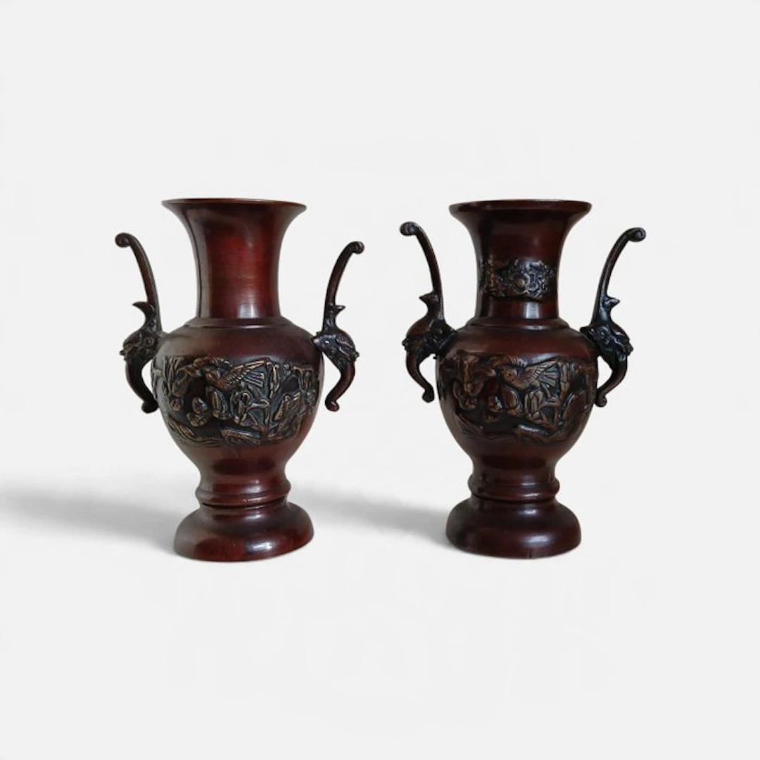 Mid 20th century - pair of Koro bronze censer vase...