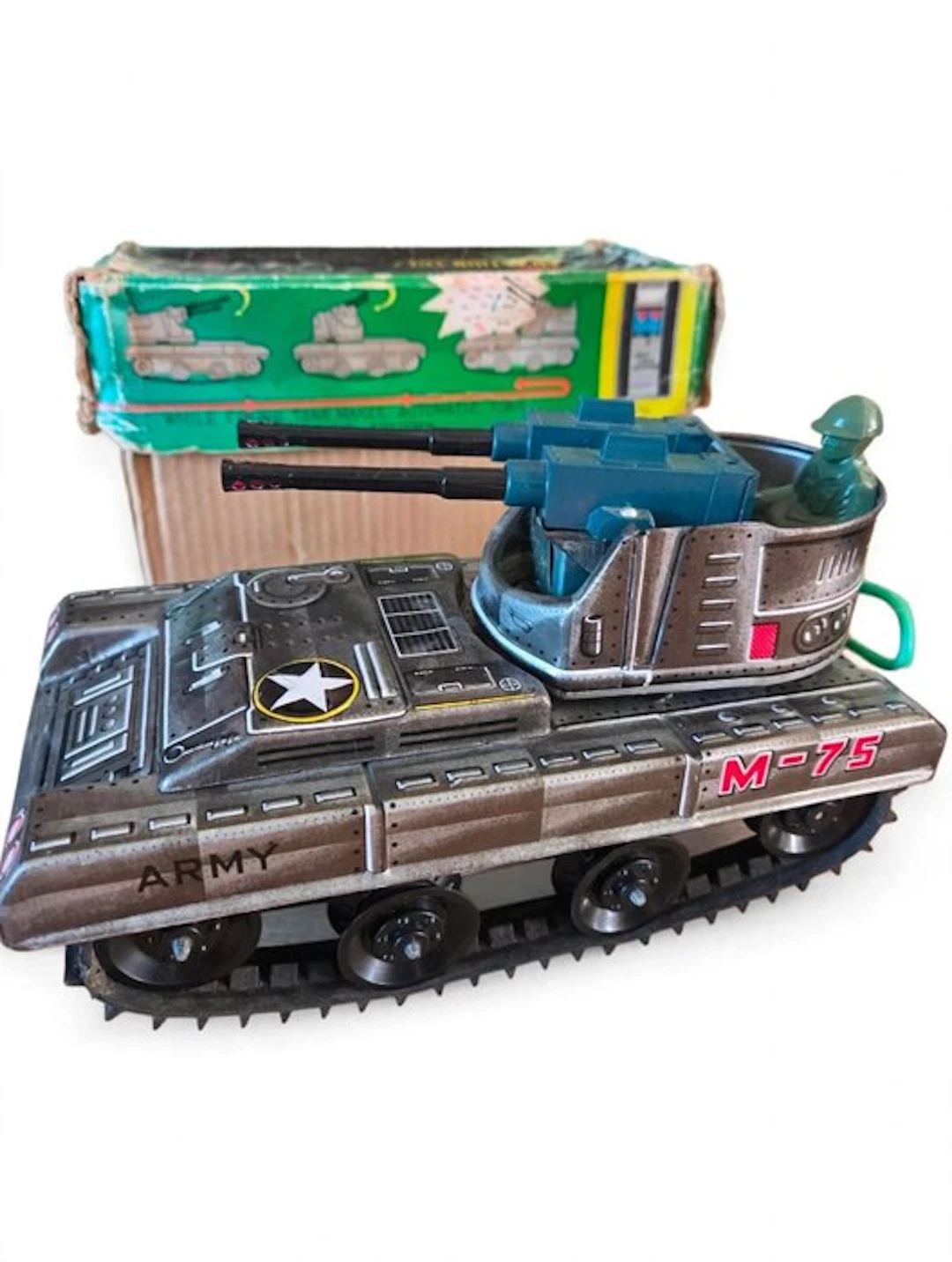 Sankei - Tin toy - M-75 Anti-Aircraft Tank, Boxed - 1950-1960 - Japan