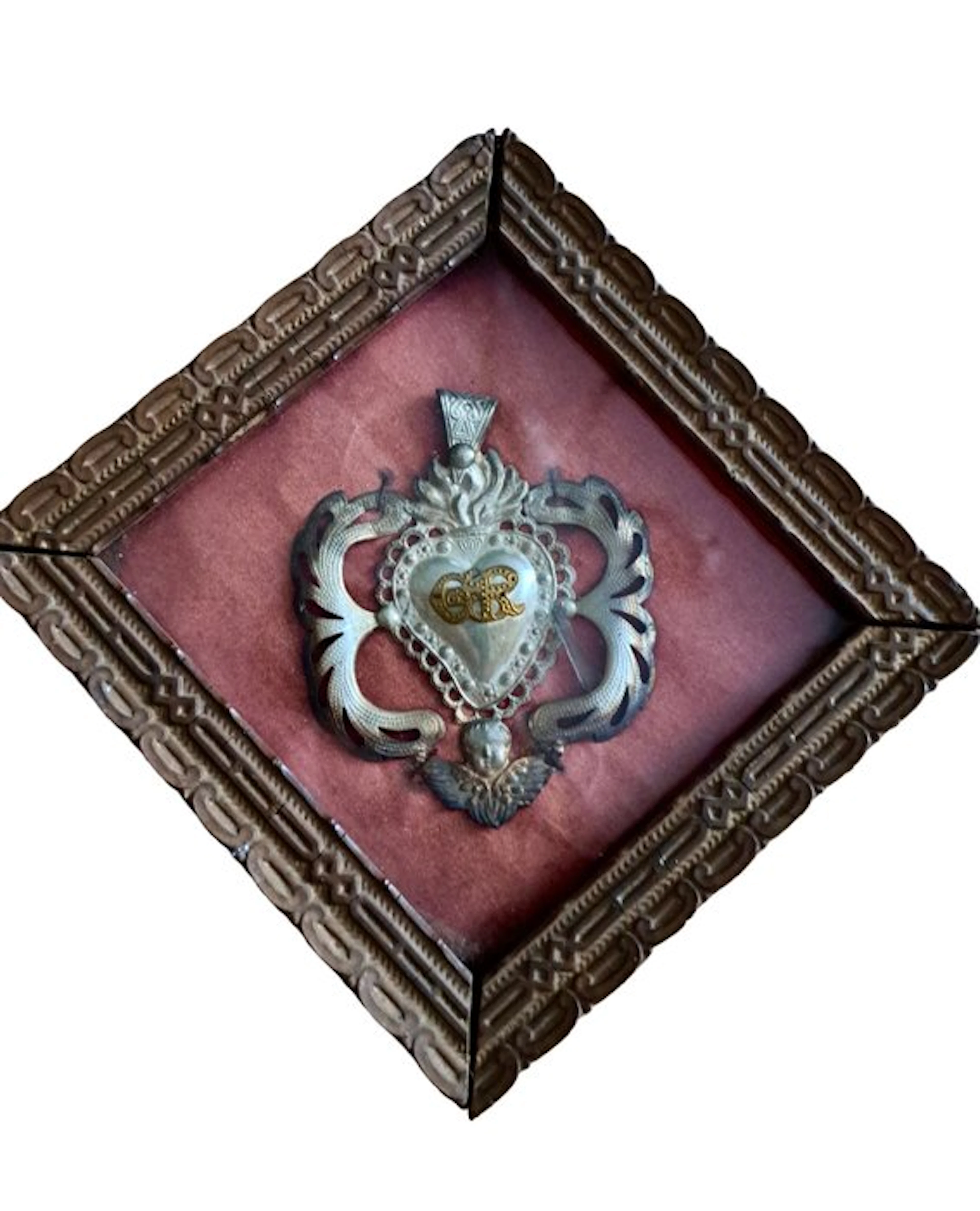 Antique Ex voto - Silverplated, Wood, Glass - 1920-1930