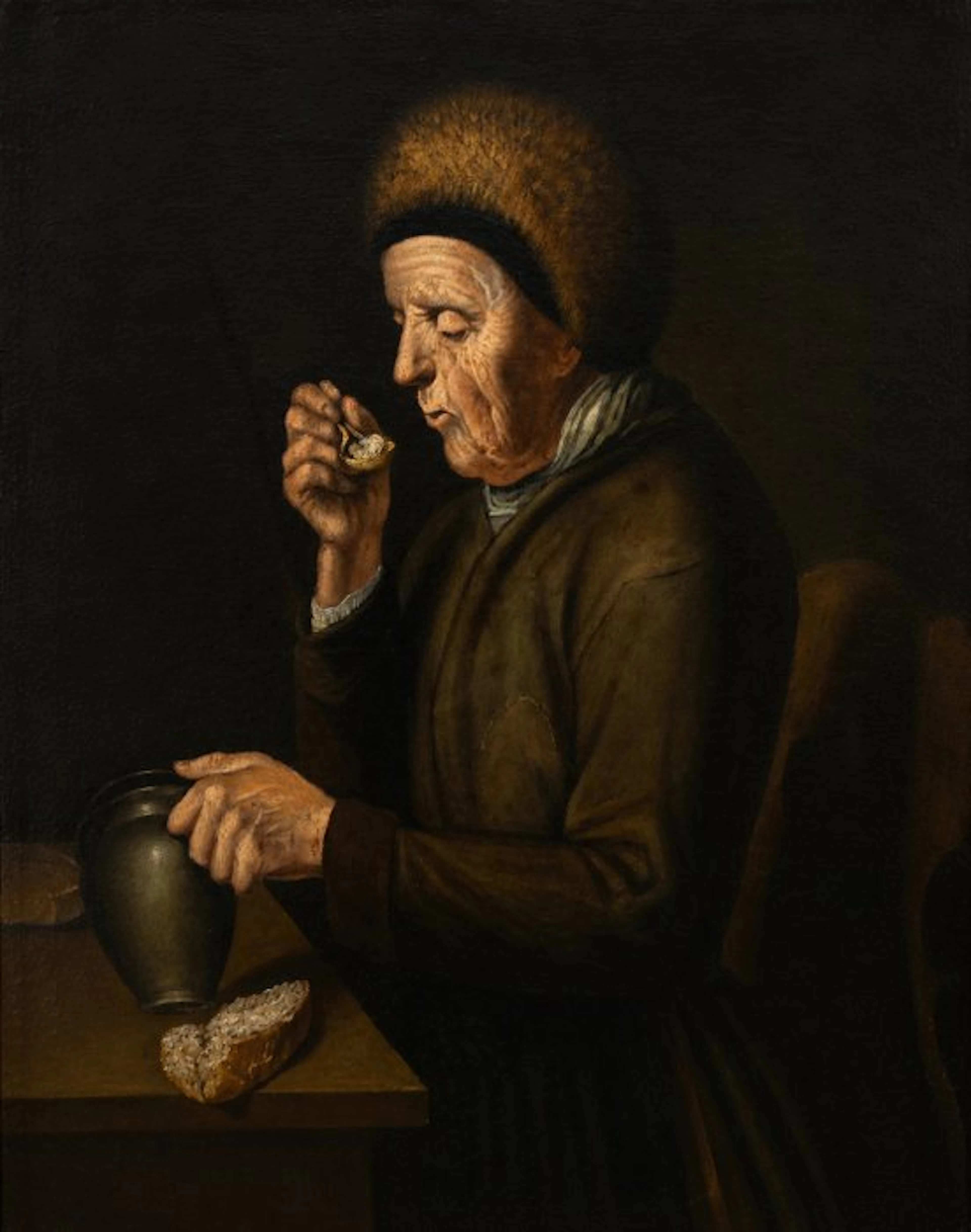 German school (XVIII) - Anciano comiendo