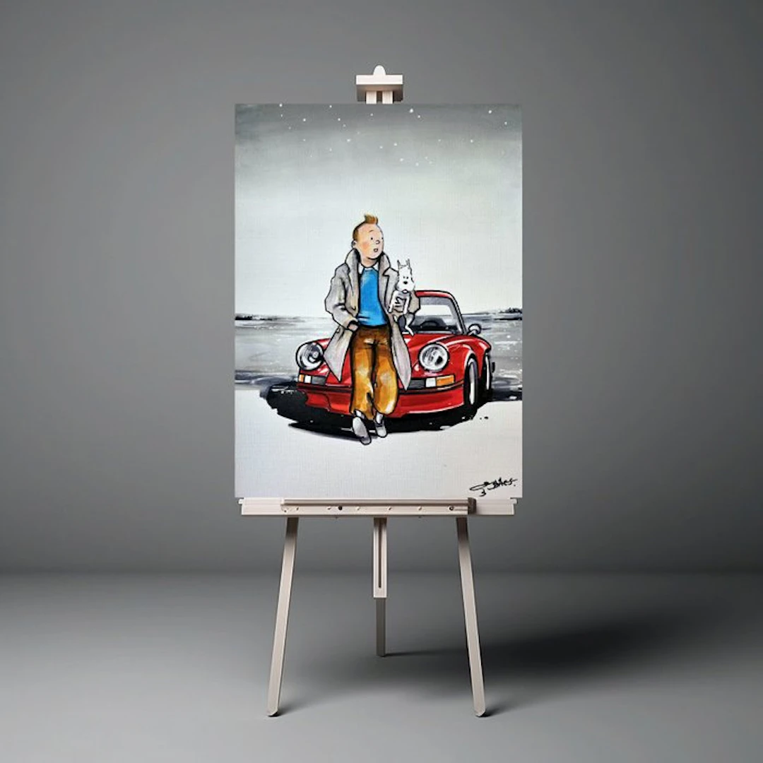 Original Painting - Porsche - Porsche 911 - Tintin Pop Art - Baes Gerald - 2026