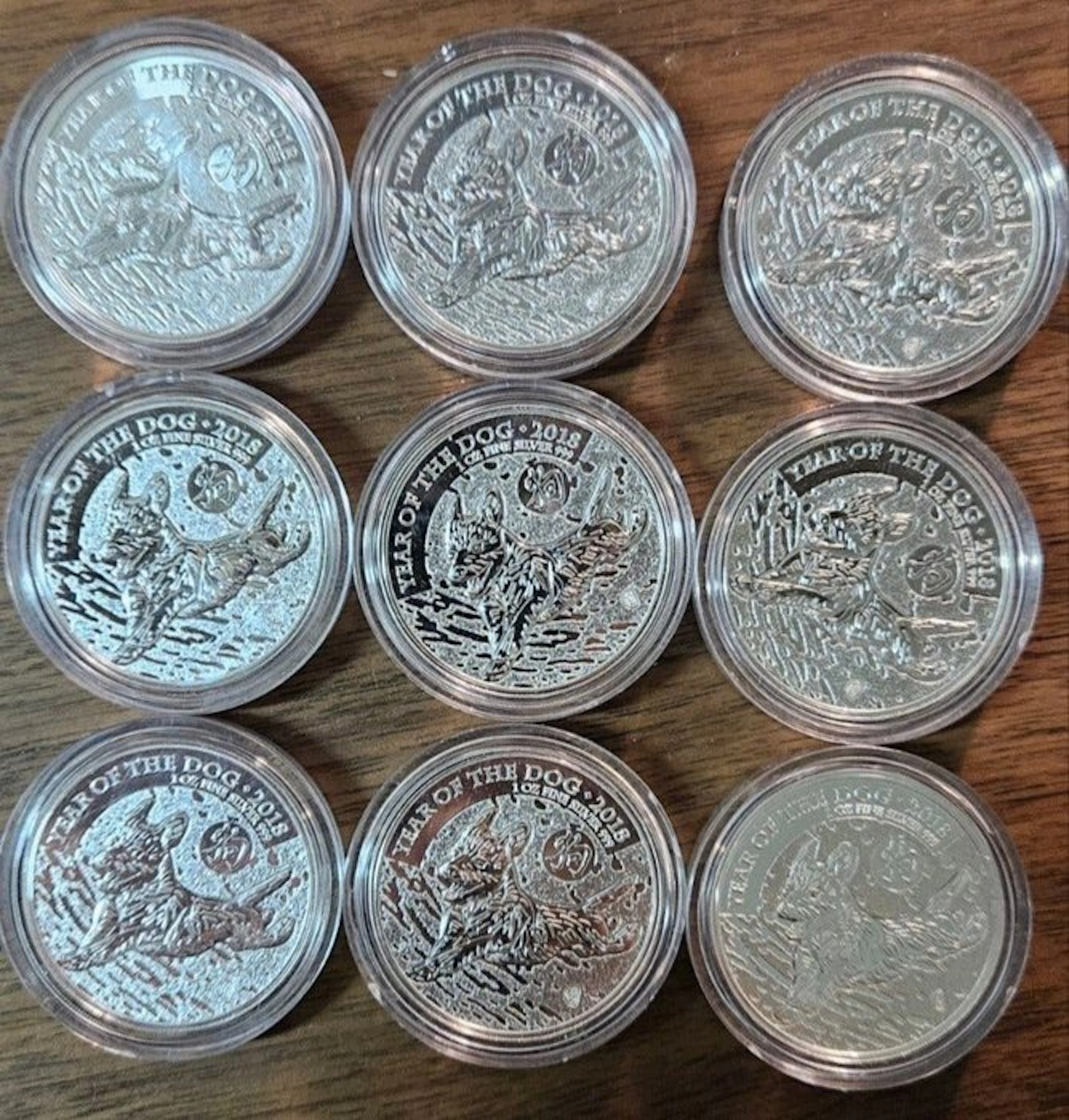 United Kingdom. 2 Pounds 2018 Year of the Dog, 9 x 1 Oz