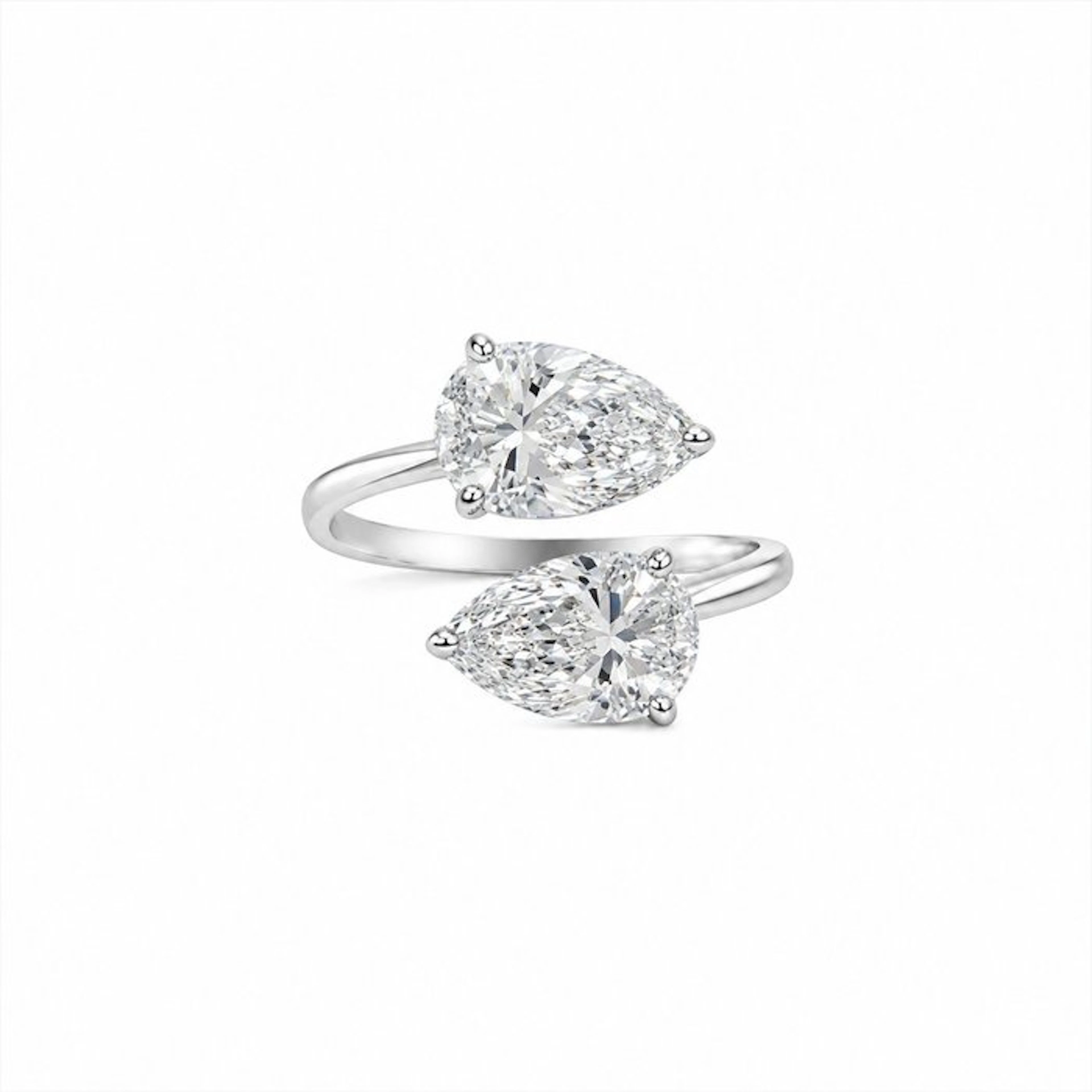 No reserve price - Ring - 14 kt. White gold - 3.09ct. tw. Diamond (Lab-grown)