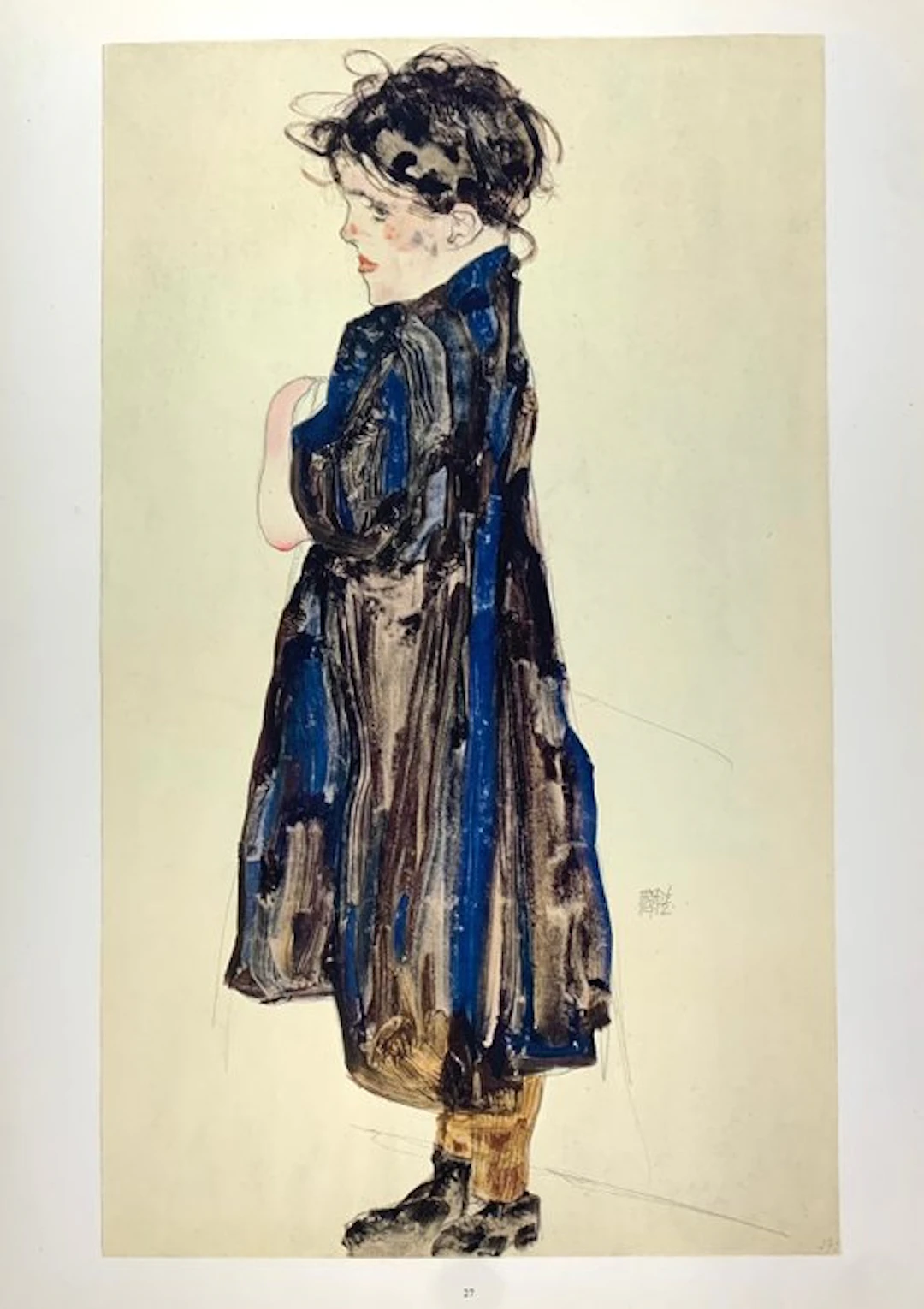 Egon Schiele - Girl in blue dress