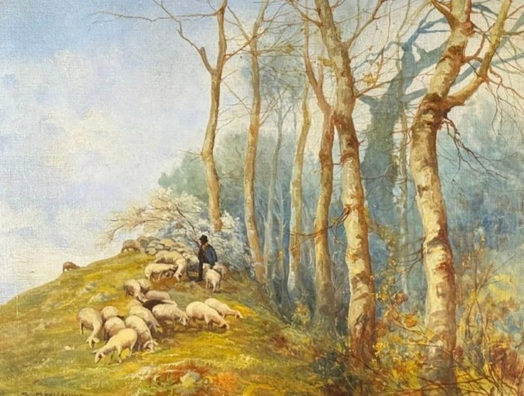 Bevilacqua (XX) - Paesaggio di campagna con gregge