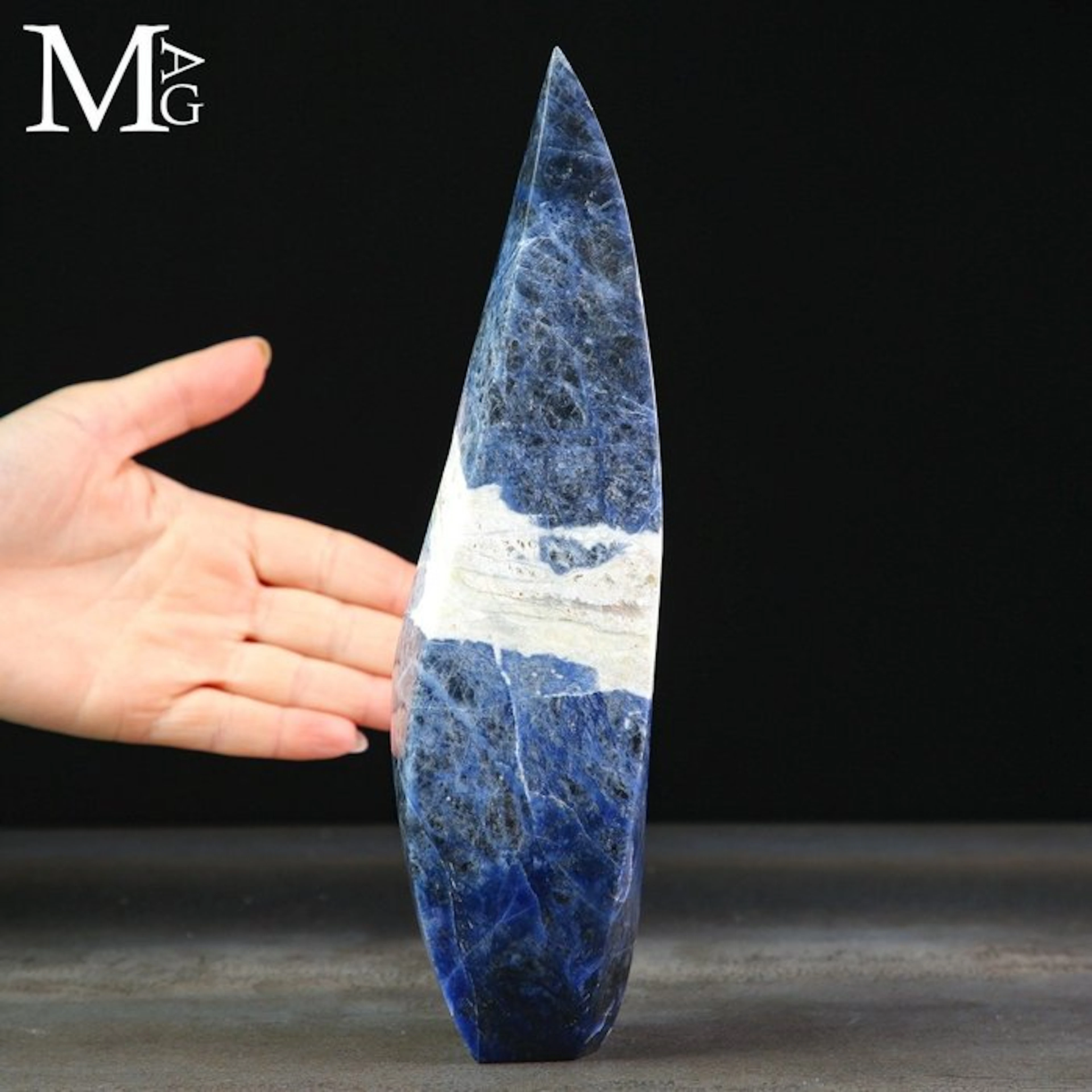 Deep Indigo Sodalite - Natural White Patterns Artistic...
