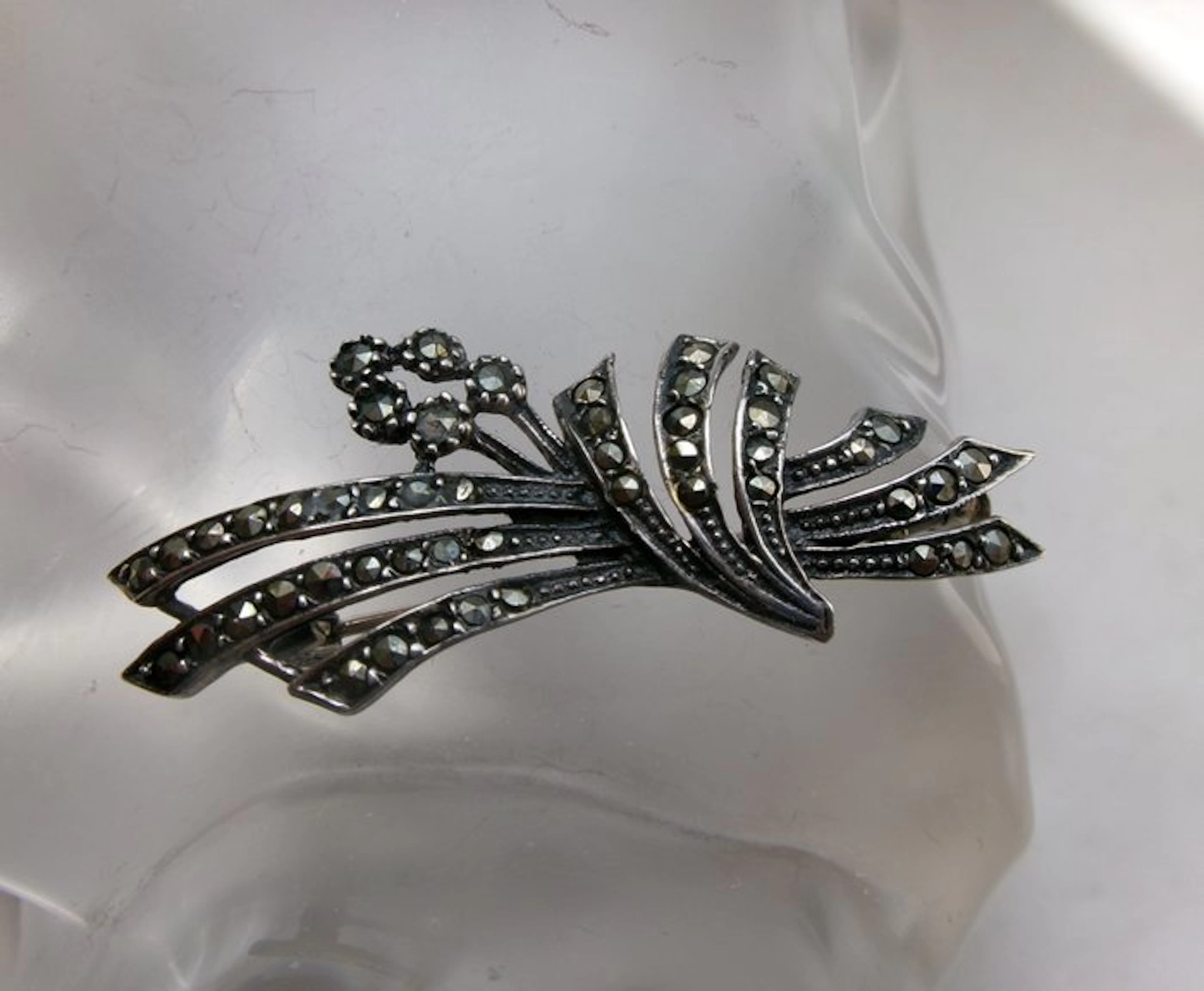 Silver, Marcasites - Brooch - Art Deco Style