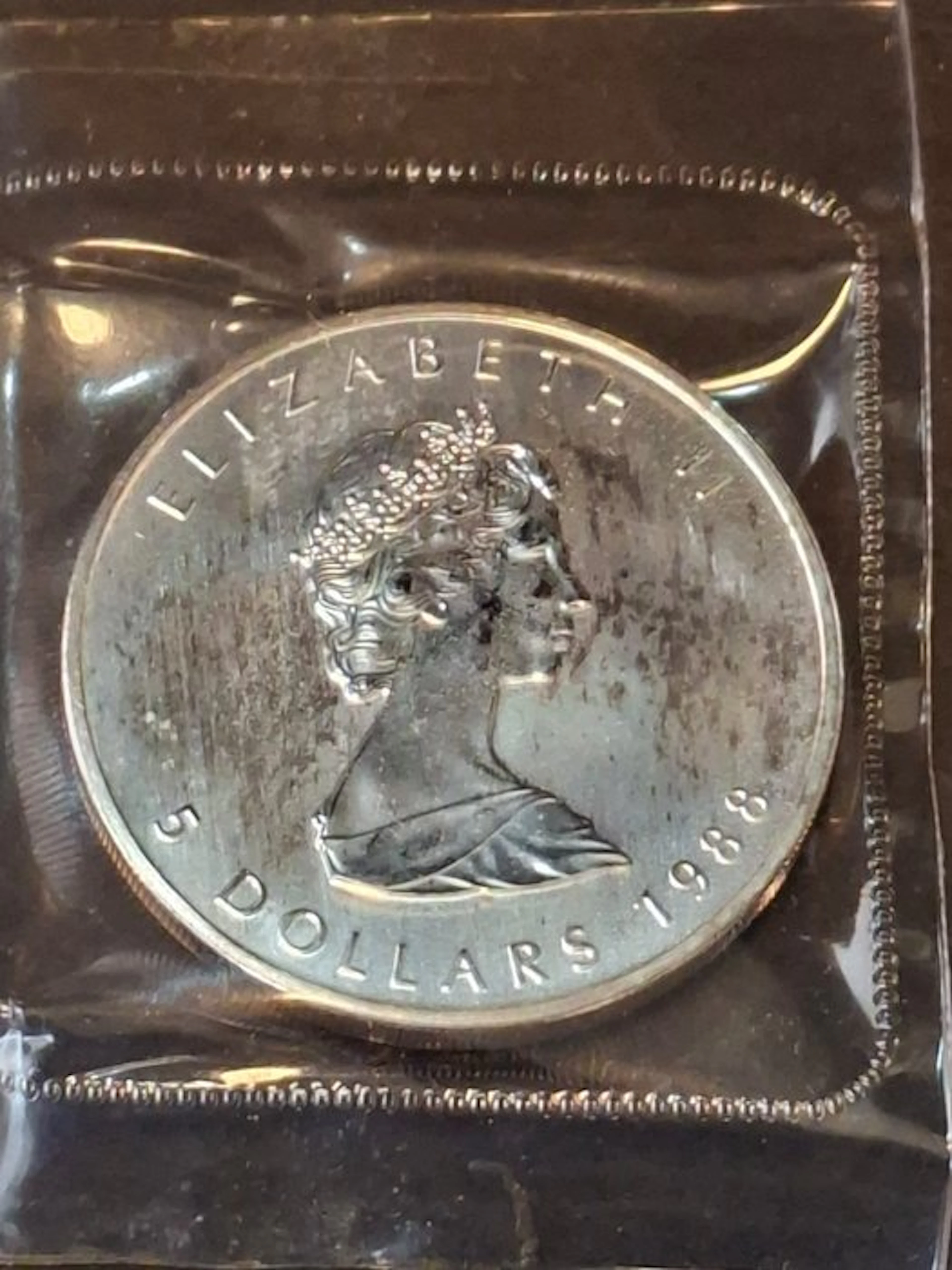 Canada. Elizabeth II. 5 Dollars 1988 Maple Leaf, 1 Oz (.999) (No reserve price)