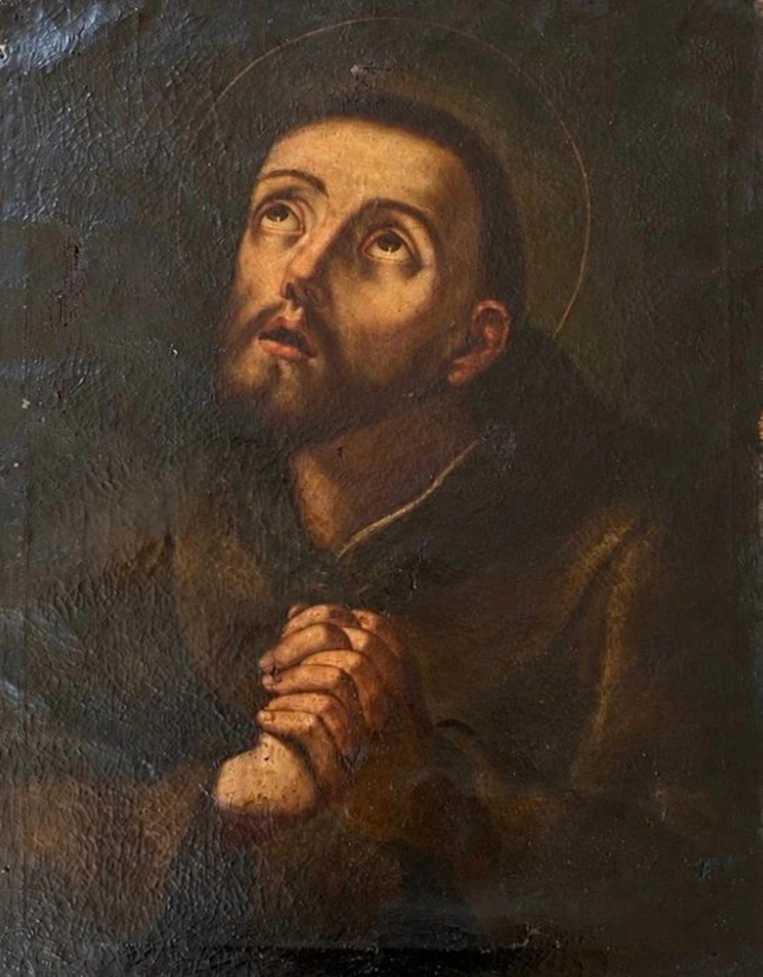 School of Guido Reni (XVII) - San Francisco de Asís en oración