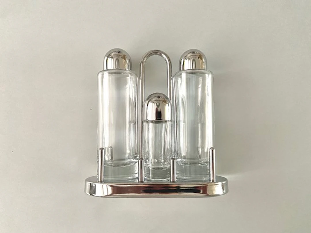 Alessi - Ettore Sottsass - Cruet set - 5070 - Glass, Stainless steel