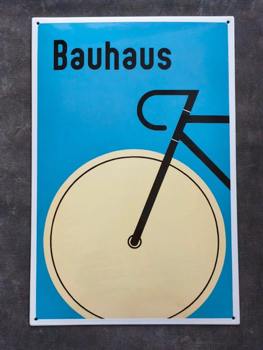 Bauhaus - enamel sign BAUHAUS Rennrad blau Emailschild Emaille Schild