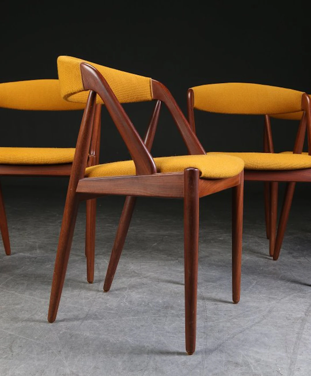 Kai Kristiansen - Chair (4) - Model 31 - Teak, Textile - Set of 4 teak chairs