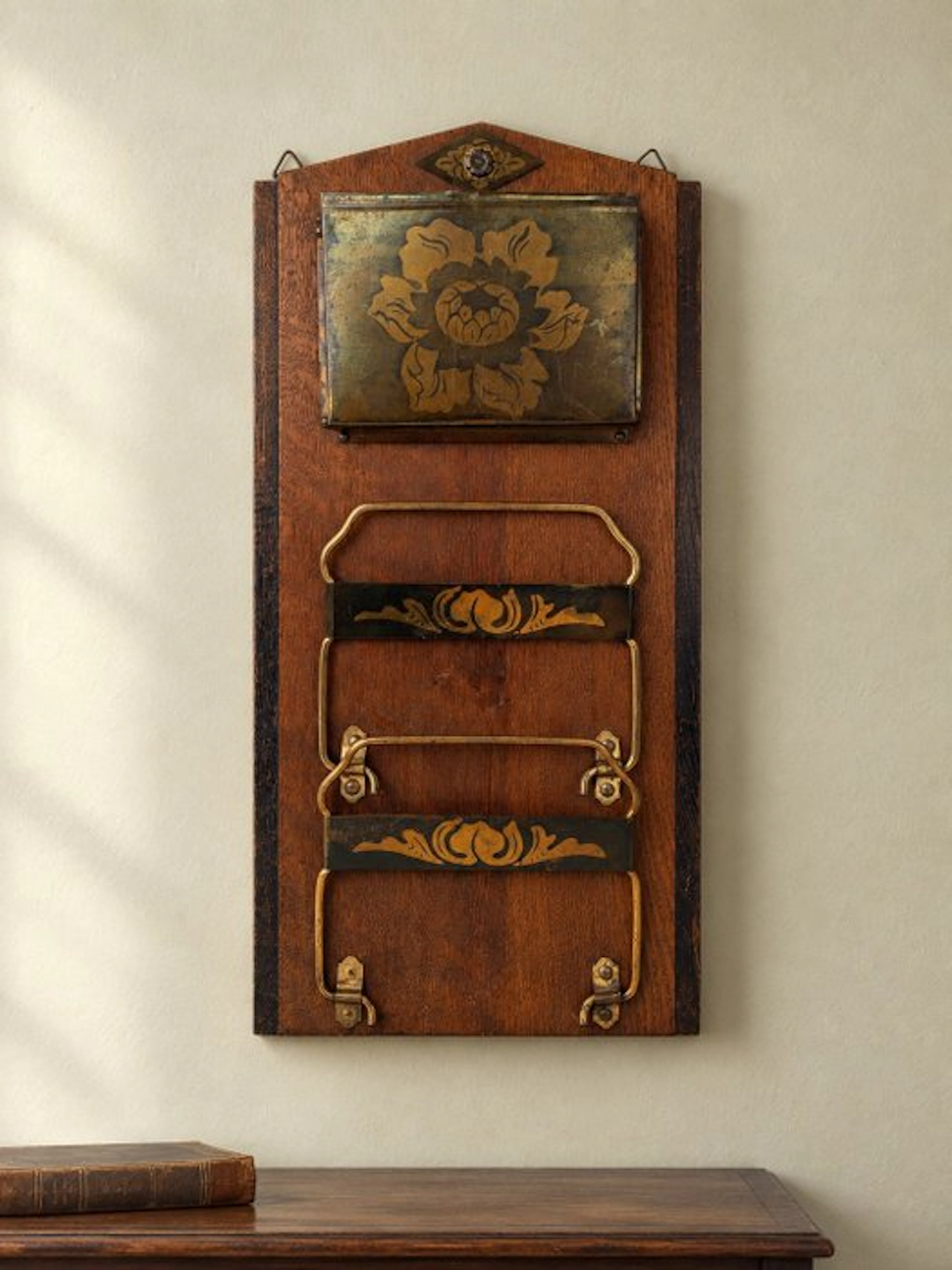 Magazine rack - Art Nouveau Jugendstil wall-mounted mail holder