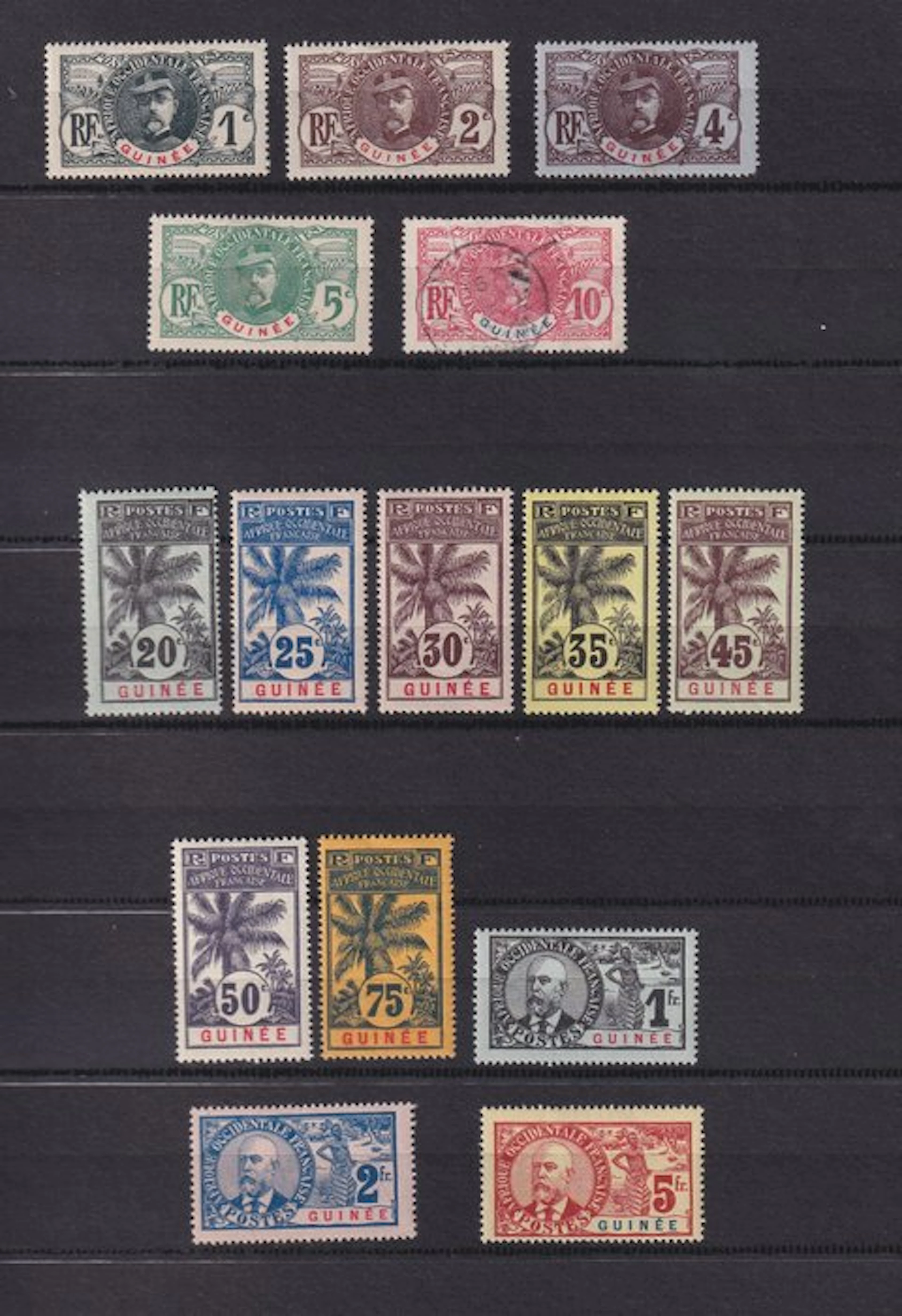 Guinea 1906/1907 - Les Palmiers, série complète - Yvert n°33/47