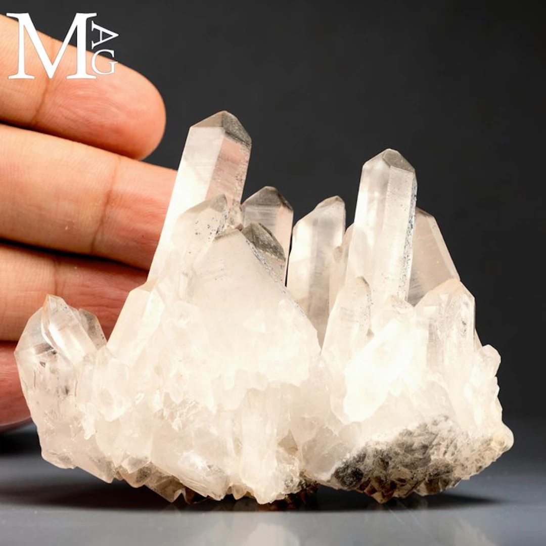 Silver Phantom Lemurian Quartz – Natural Crystal Cluster...