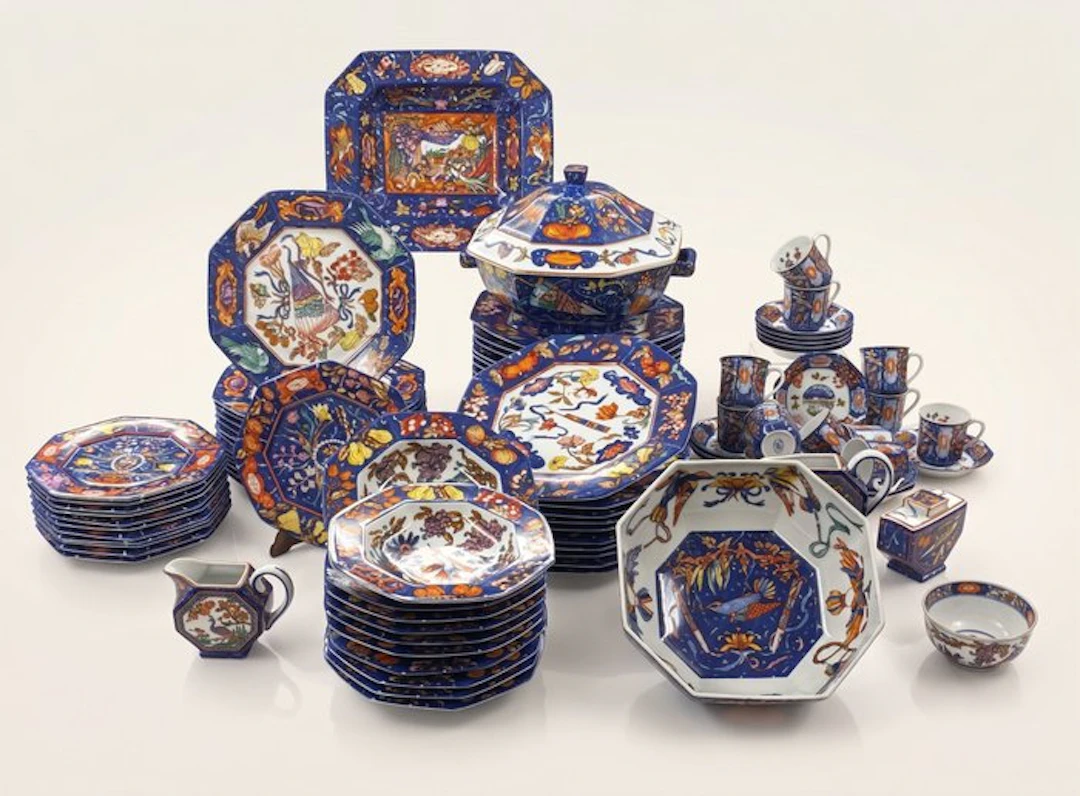 Hermès - Table service (77) - Marquetry of Hard Stones...