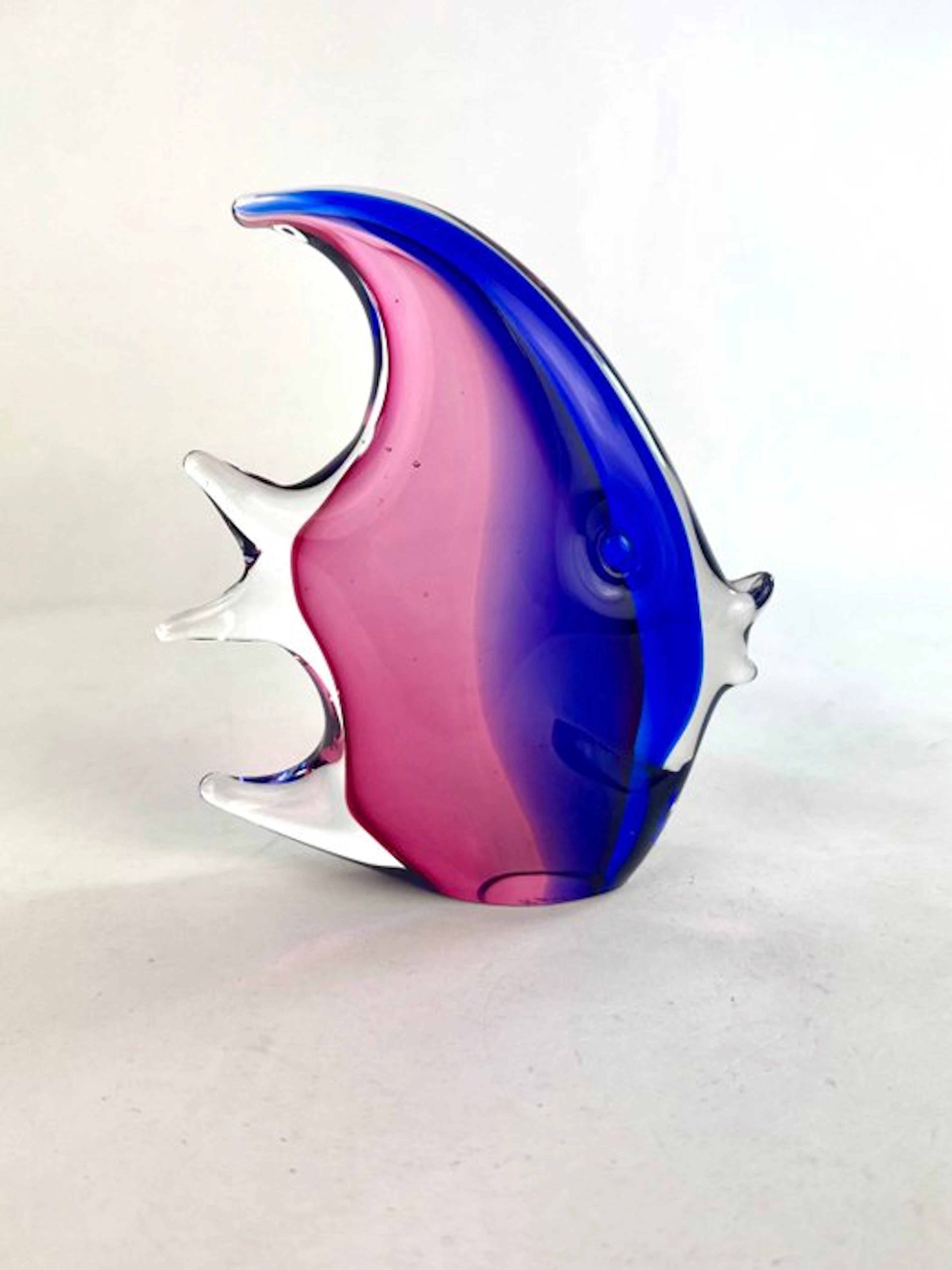 Oball - Sculpture, Pesce Sommerso Rubino Blu - 15 cm - Murano glass