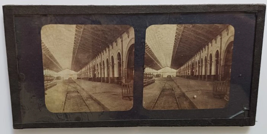 Onbekend, Frankrijk - Stereofoto tissue met verschijning trein