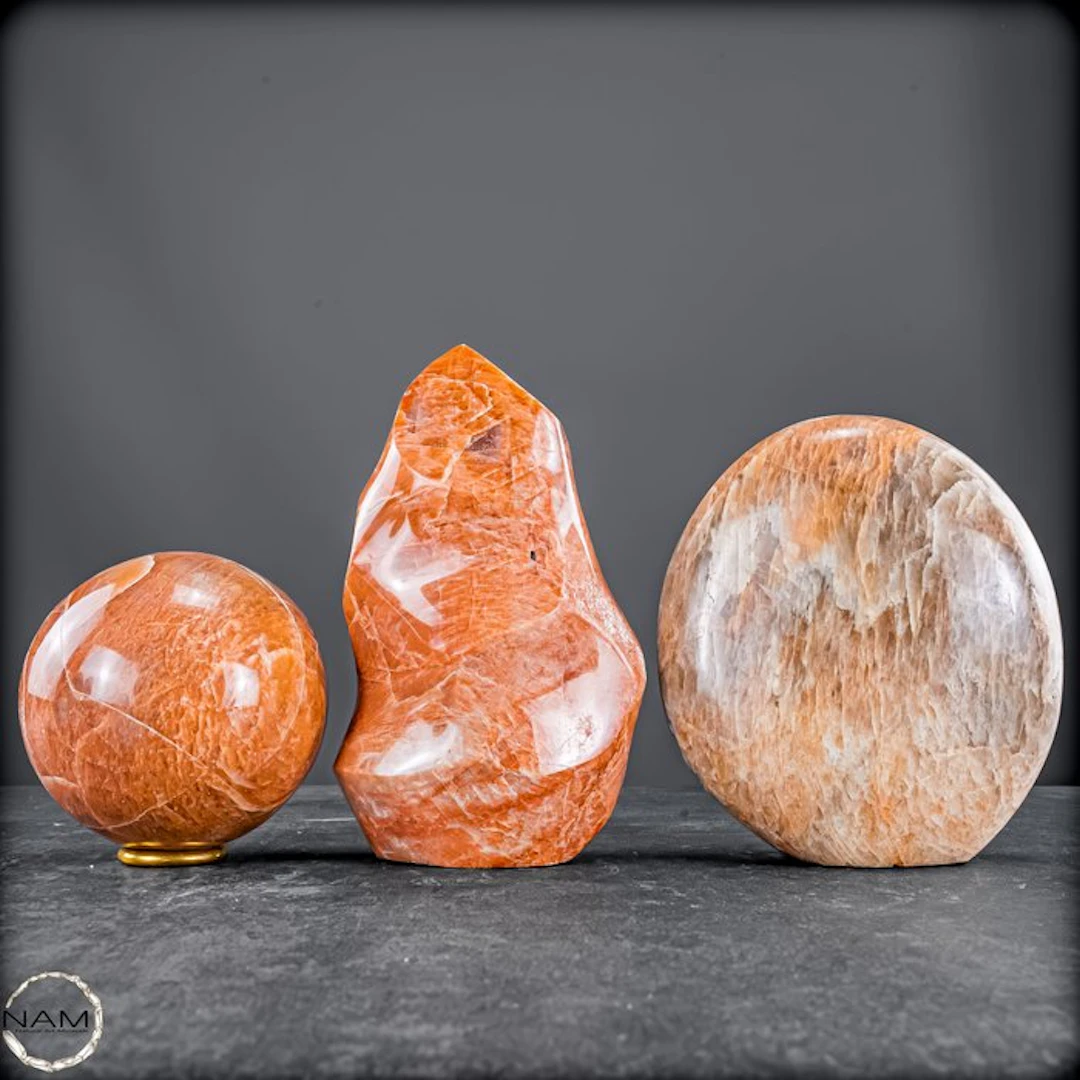 Exclusive set of natural peach moonstone – Warm elegance...